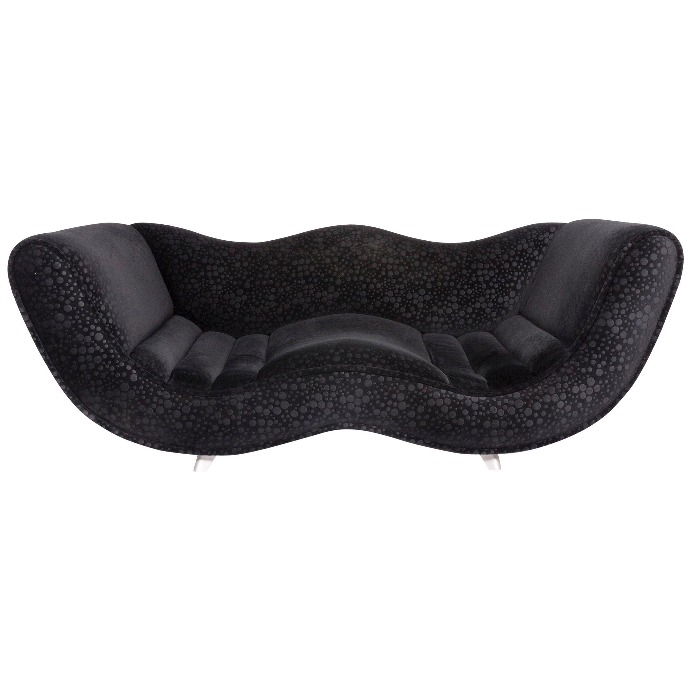 Bretz Laola Designer Fabric Sofa Black Pattern Three-Seat Couch