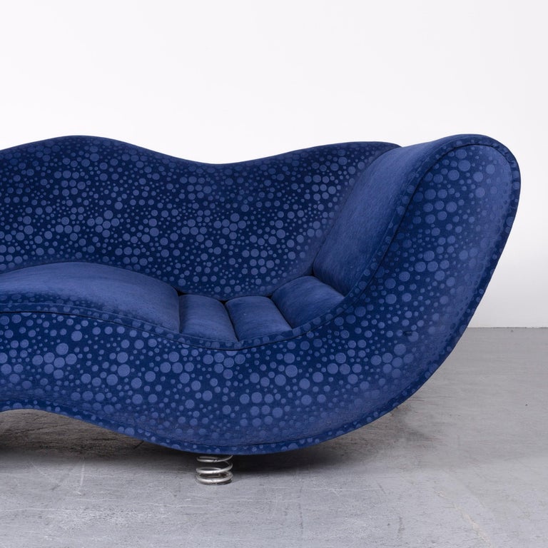 Bretz Laola Designer Fabric ThreeSeat Sofa in Blue Pattern Look For