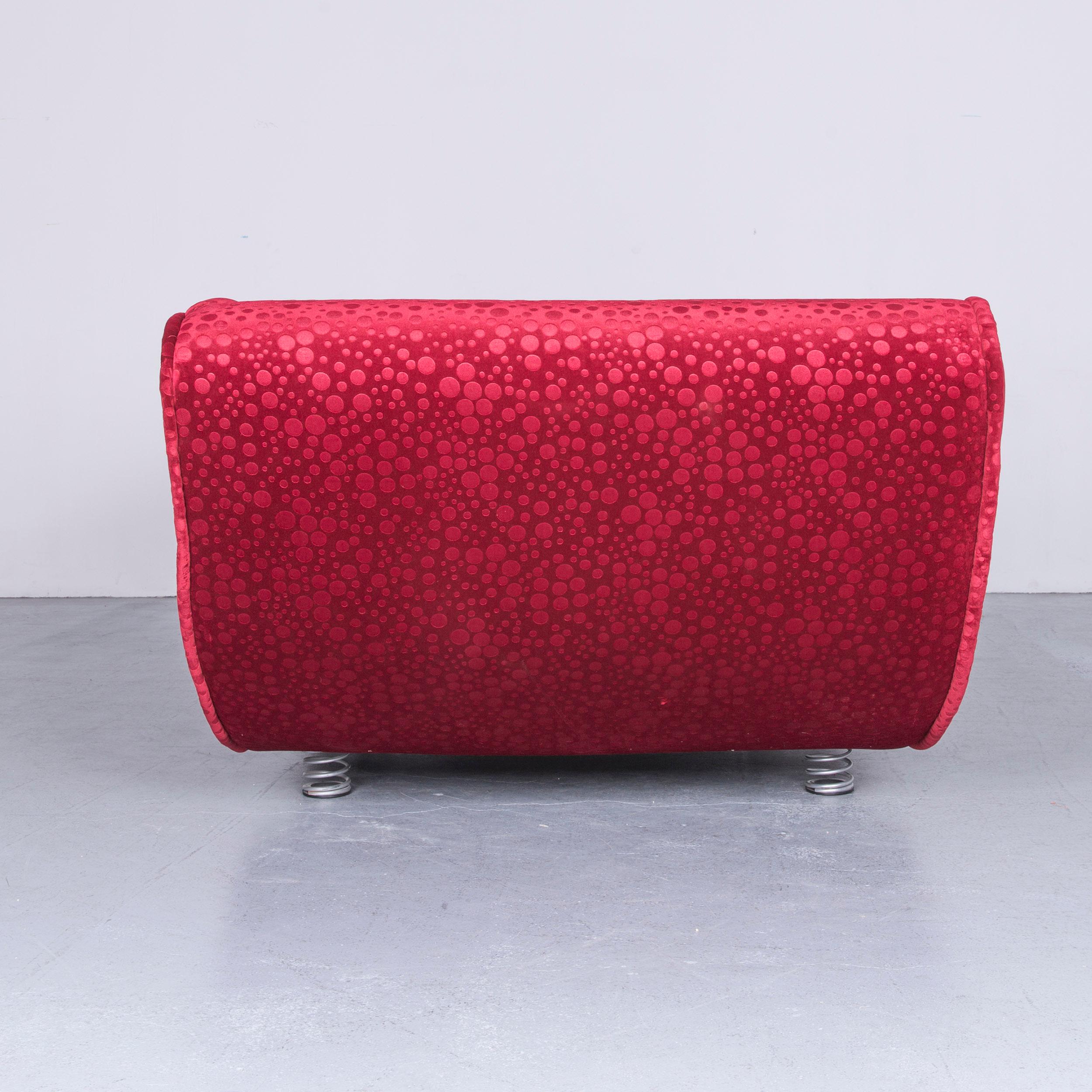 Bretz Laola Designer Fabric Three-Seat Sofa in Red Bubble Pattern Look 2