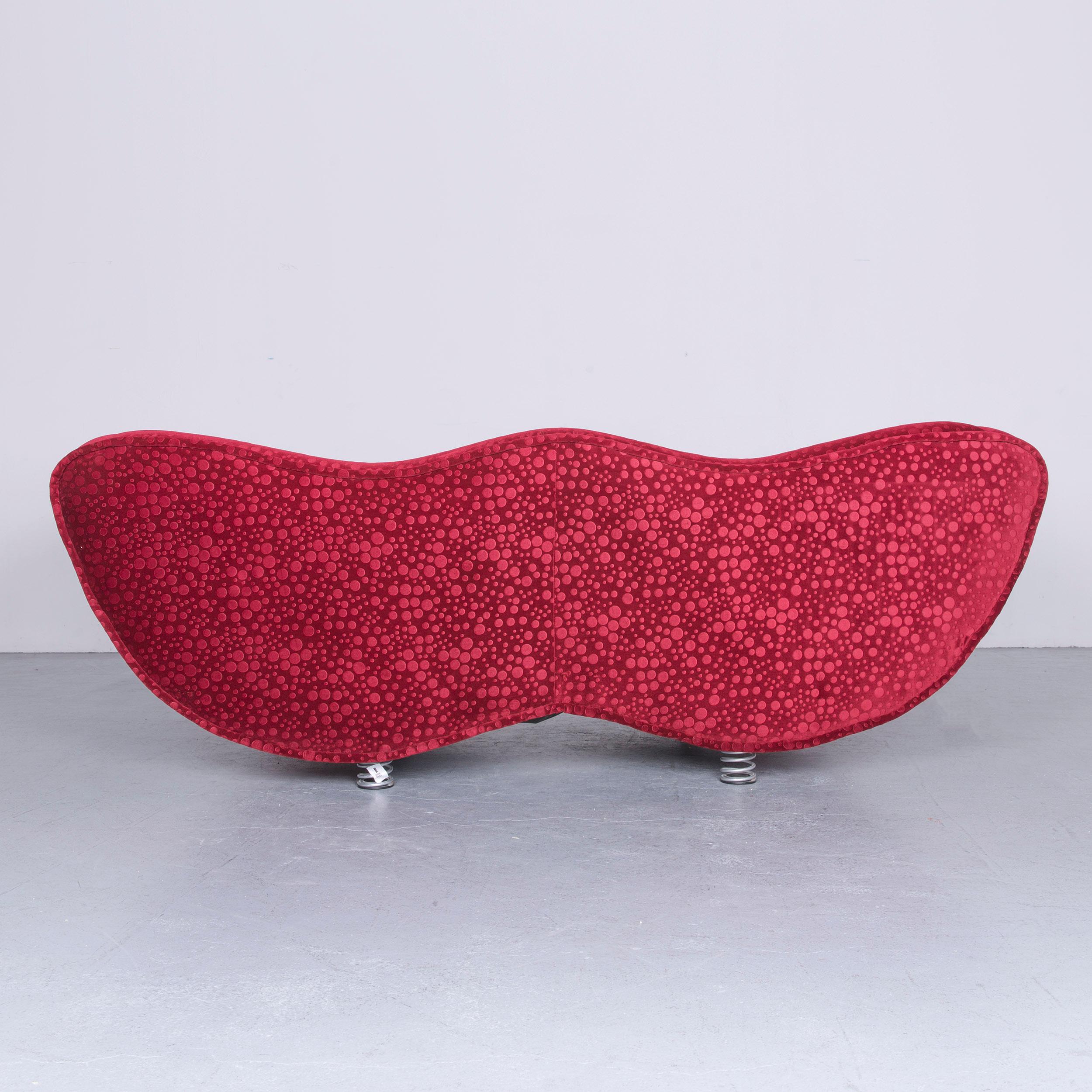 Bretz Laola Designer Fabric Three-Seat Sofa in Red Bubble Pattern Look 3