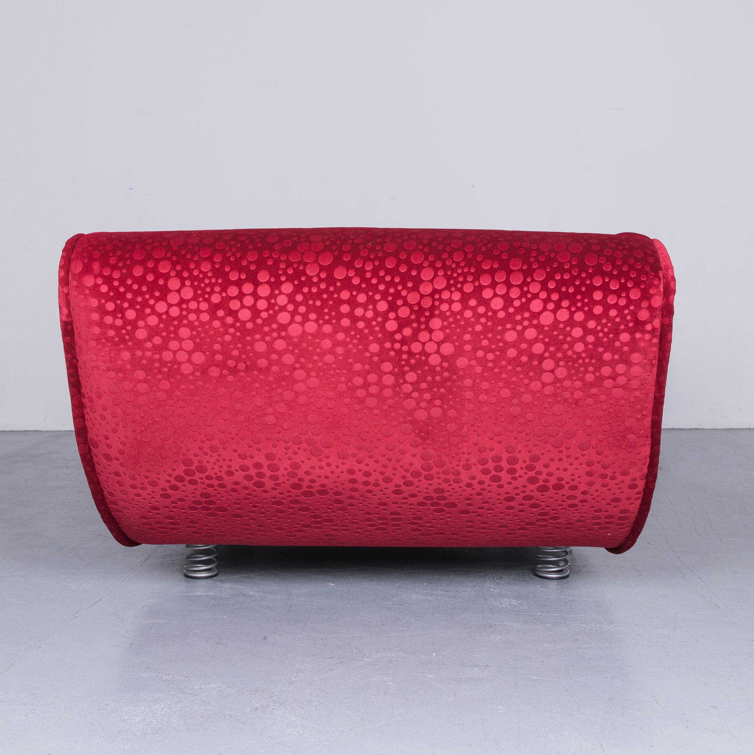 Bretz Laola Designer Fabric Three-Seat Sofa in Red Bubble Pattern Look 4