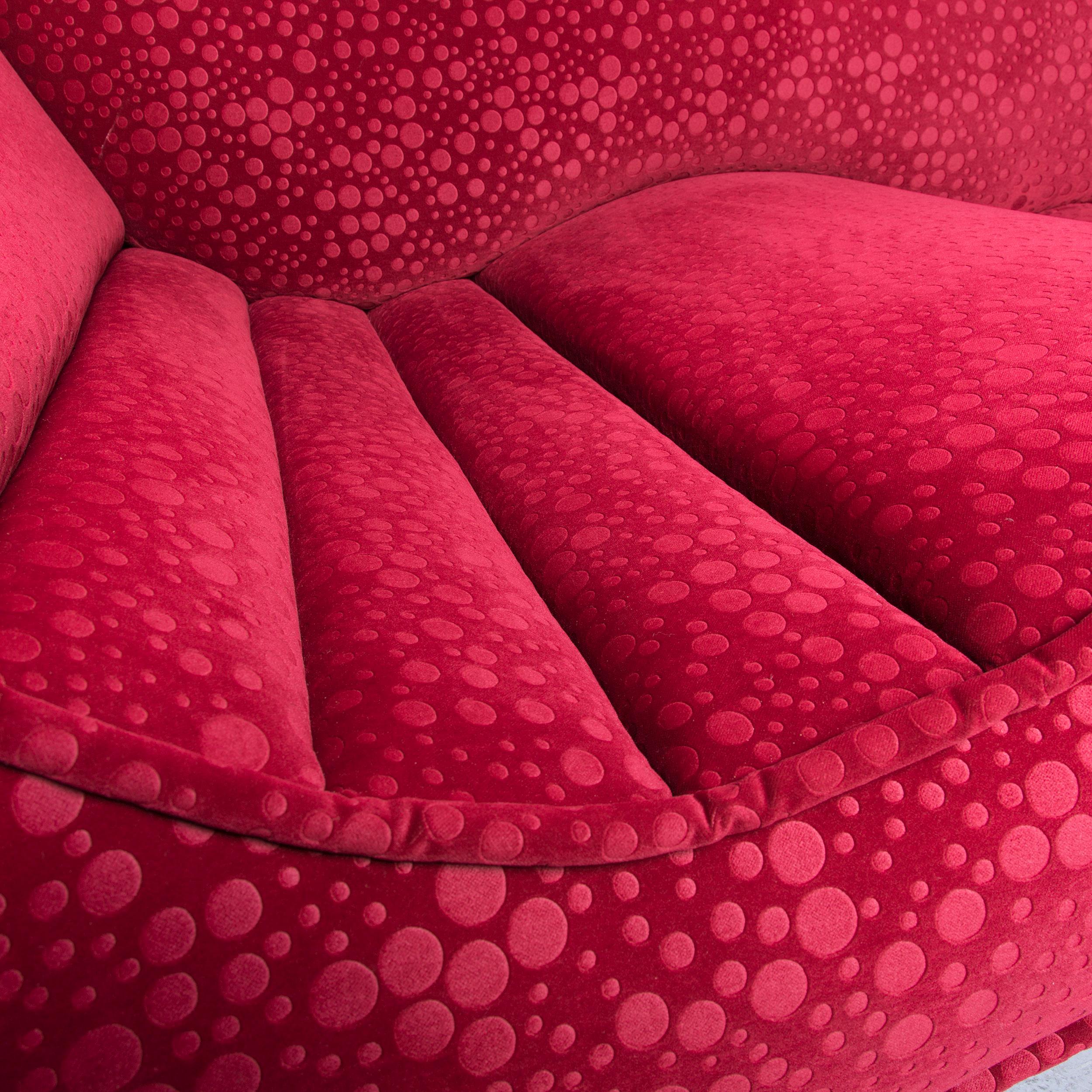Bretz Laola Designer Fabric Three-Seat Sofa in Red Bubble Pattern Look In Good Condition In Cologne, DE