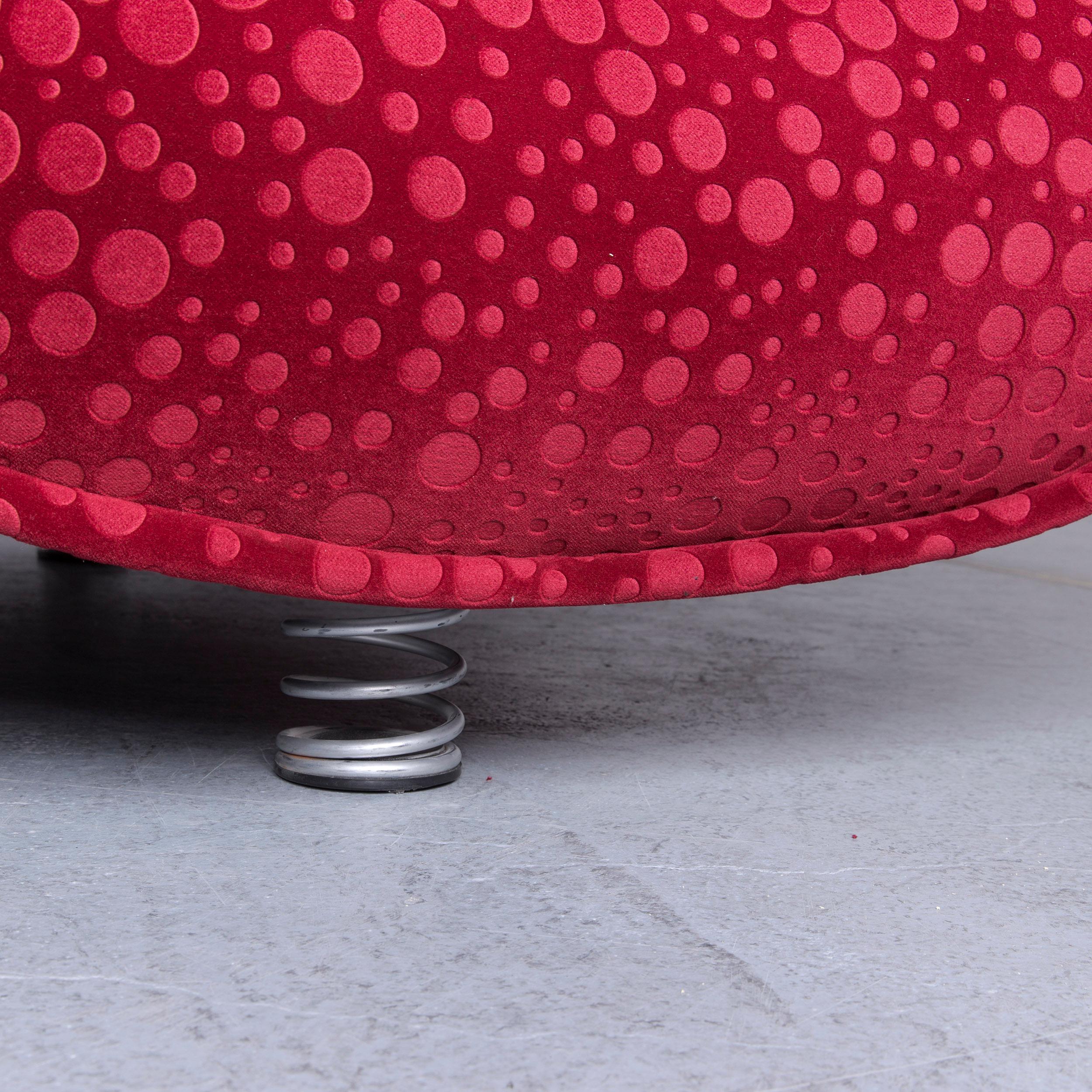 Bretz Laola Designer Fabric Three-Seat Sofa in Red Bubble Pattern Look 1
