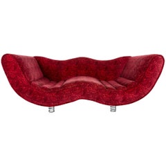Bretz Laola Designer Fabric Three-Seat Sofa in Red Pattern Look