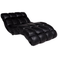 Bretz Laola Designer Leather Lounger Black Relax