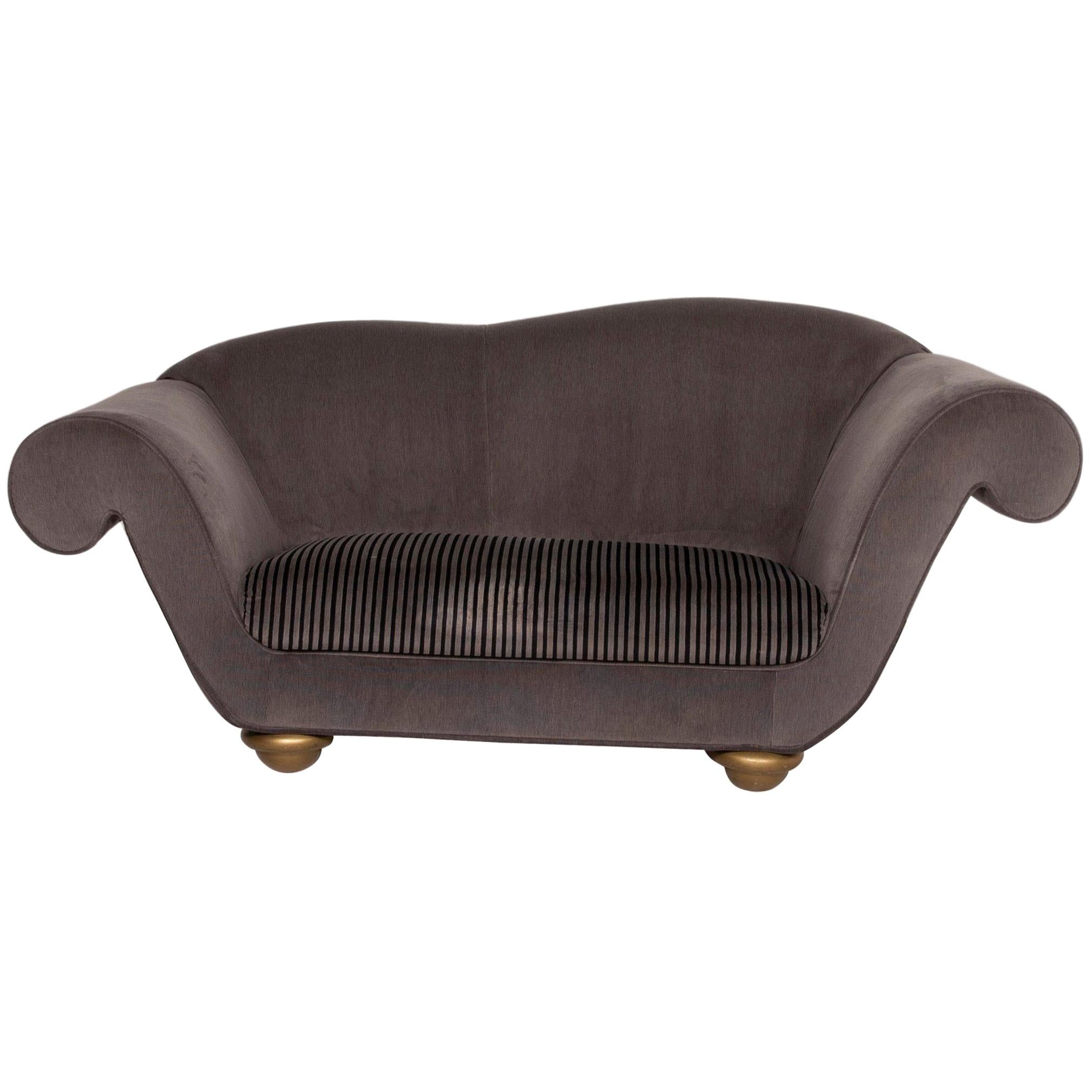 Bretz Loulou Fabric Sofa Gray Two-Seat Velvet For Sale