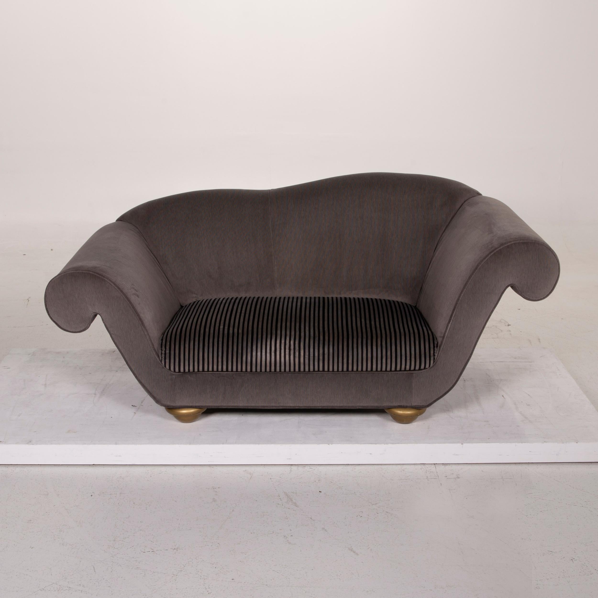 Bretz Loulou Fabric Sofa Gray Two-Seat Velvet For Sale 1
