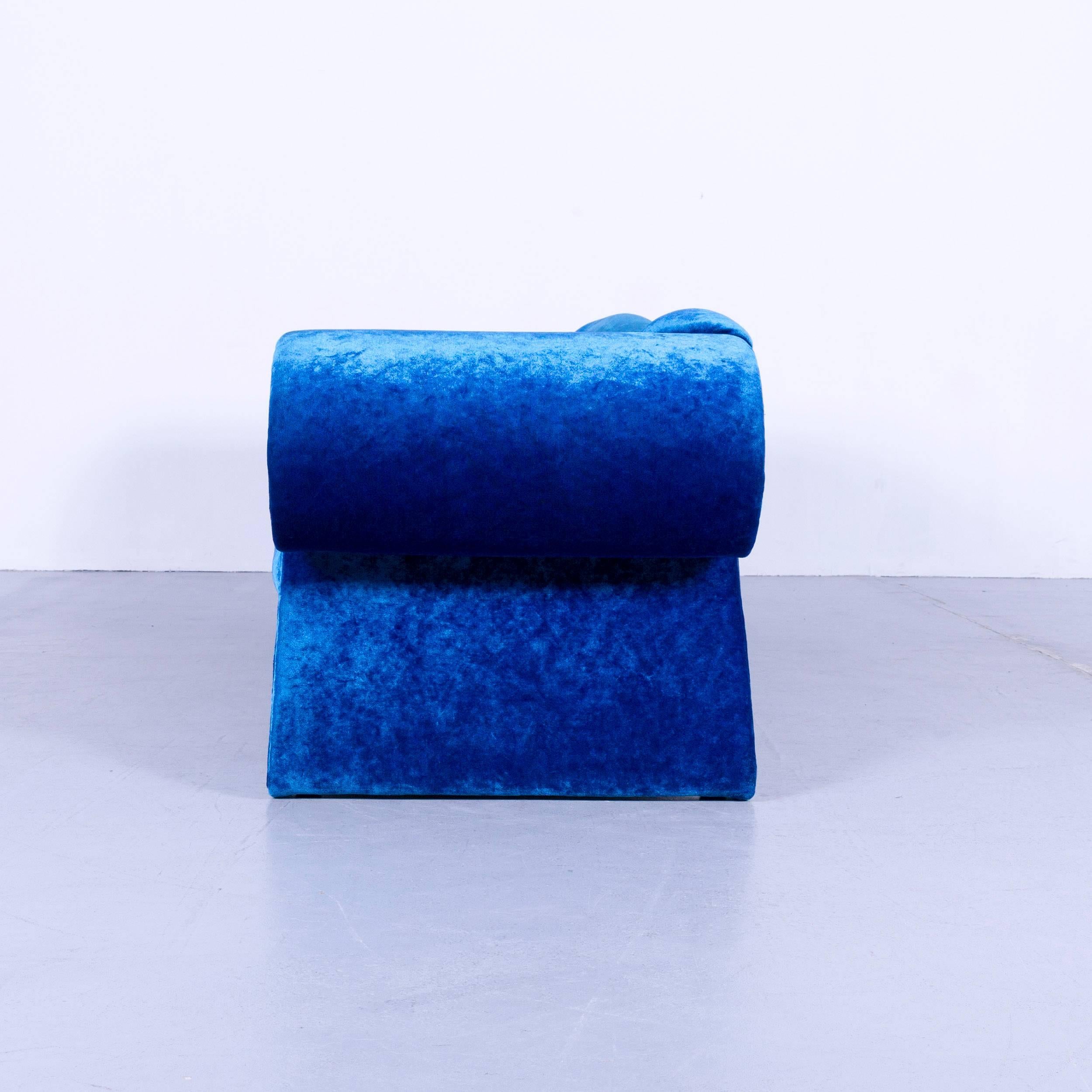 Bretz Mammut Designer Sofa Velours Blue Fabric Couch 3