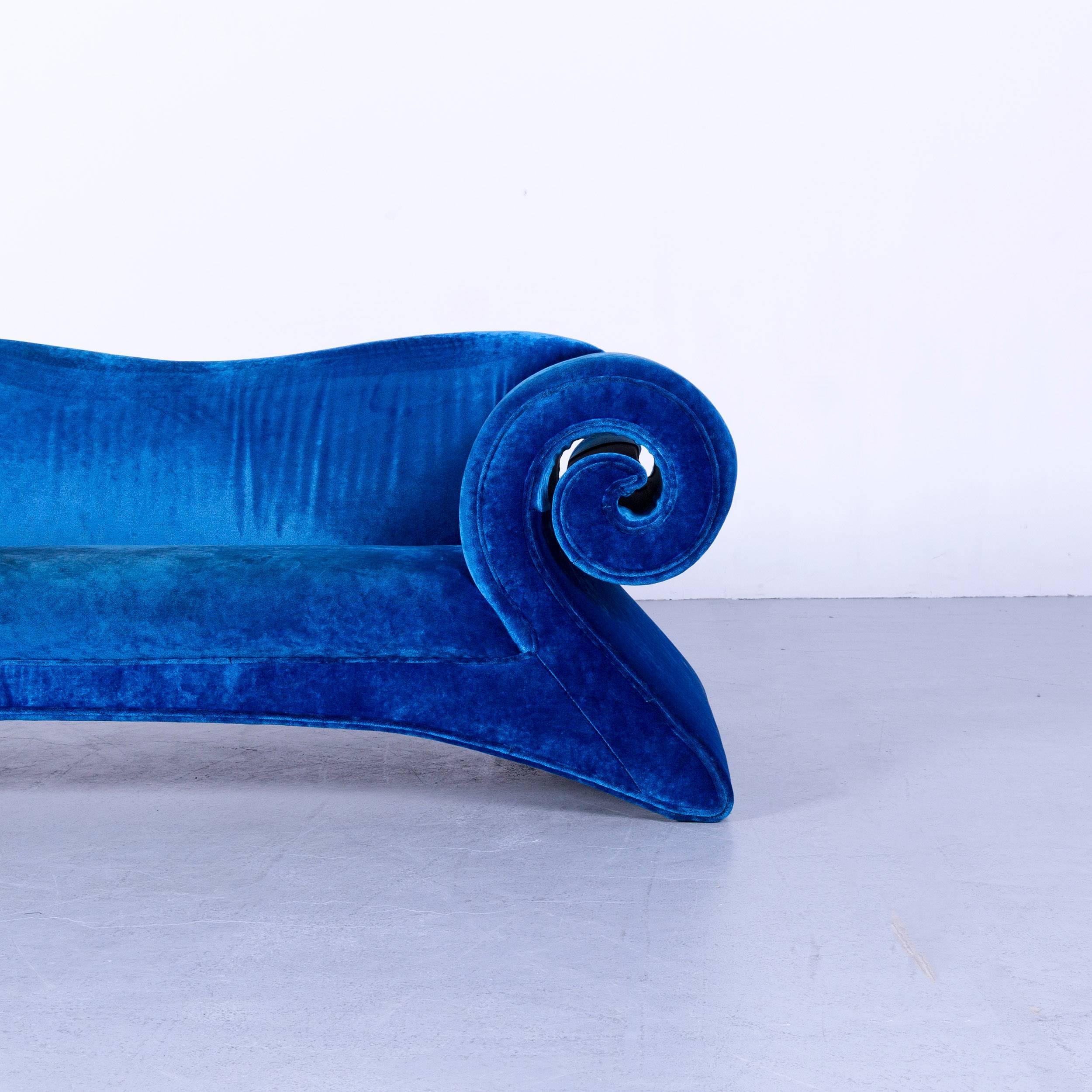 Modern Bretz Mammut Designer Sofa Velours Blue Fabric Couch
