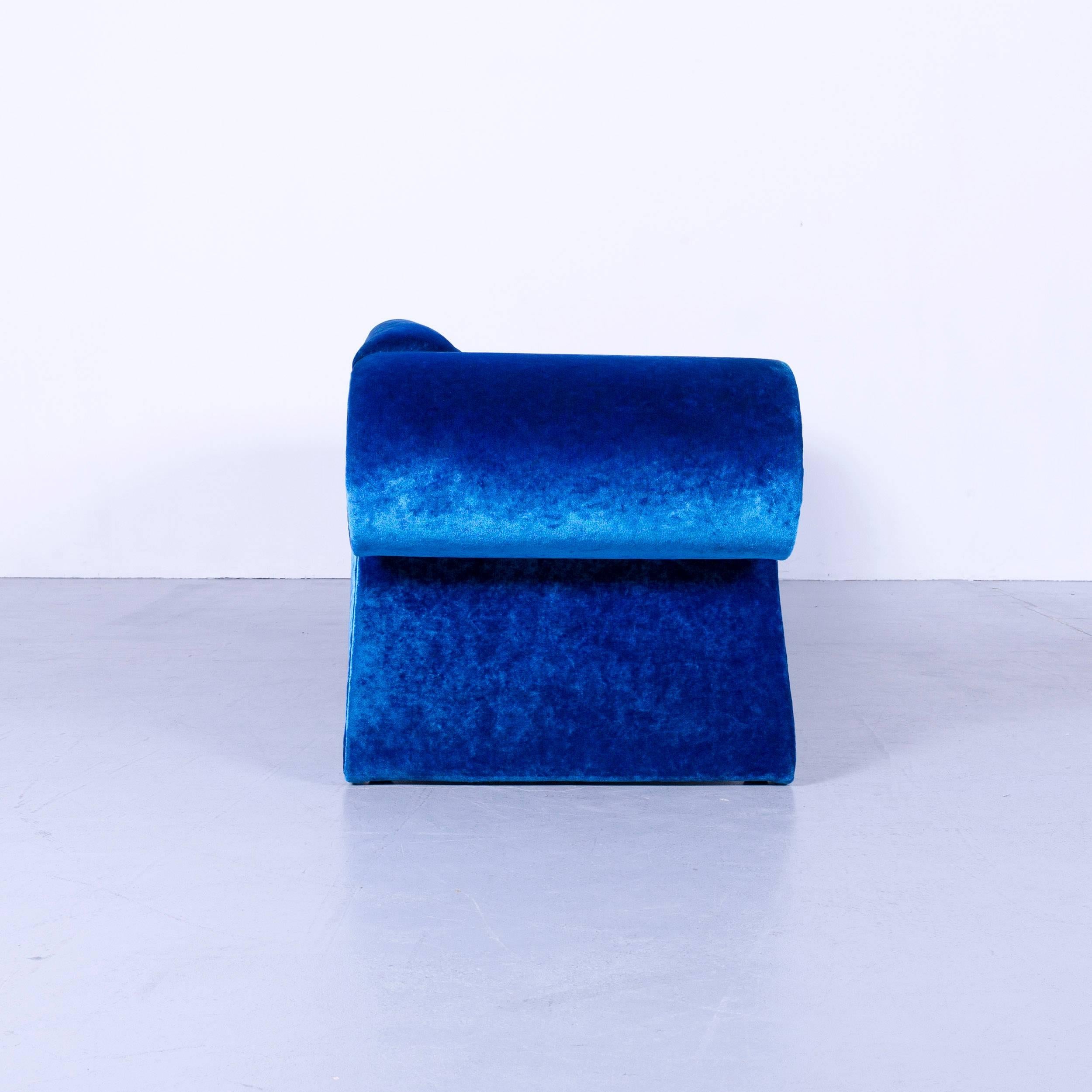 Bretz Mammut Designer Sofa Velours Blue Fabric Couch 1