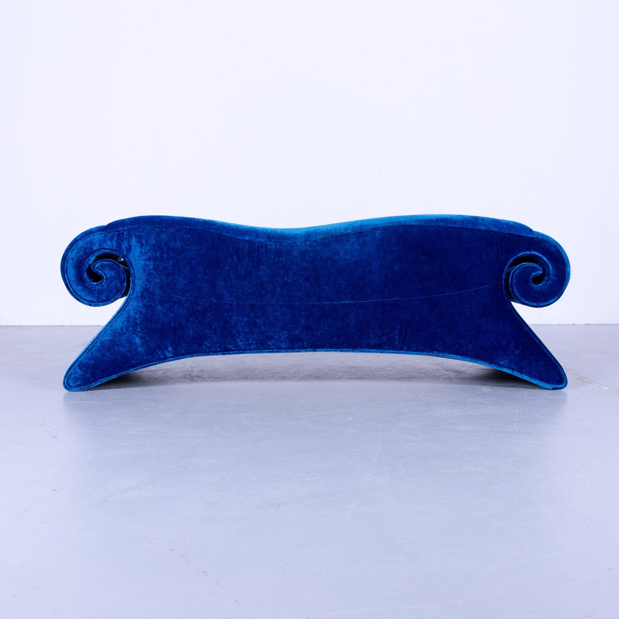 Bretz Mammut Designer Sofa Velours Blue Fabric Couch 2