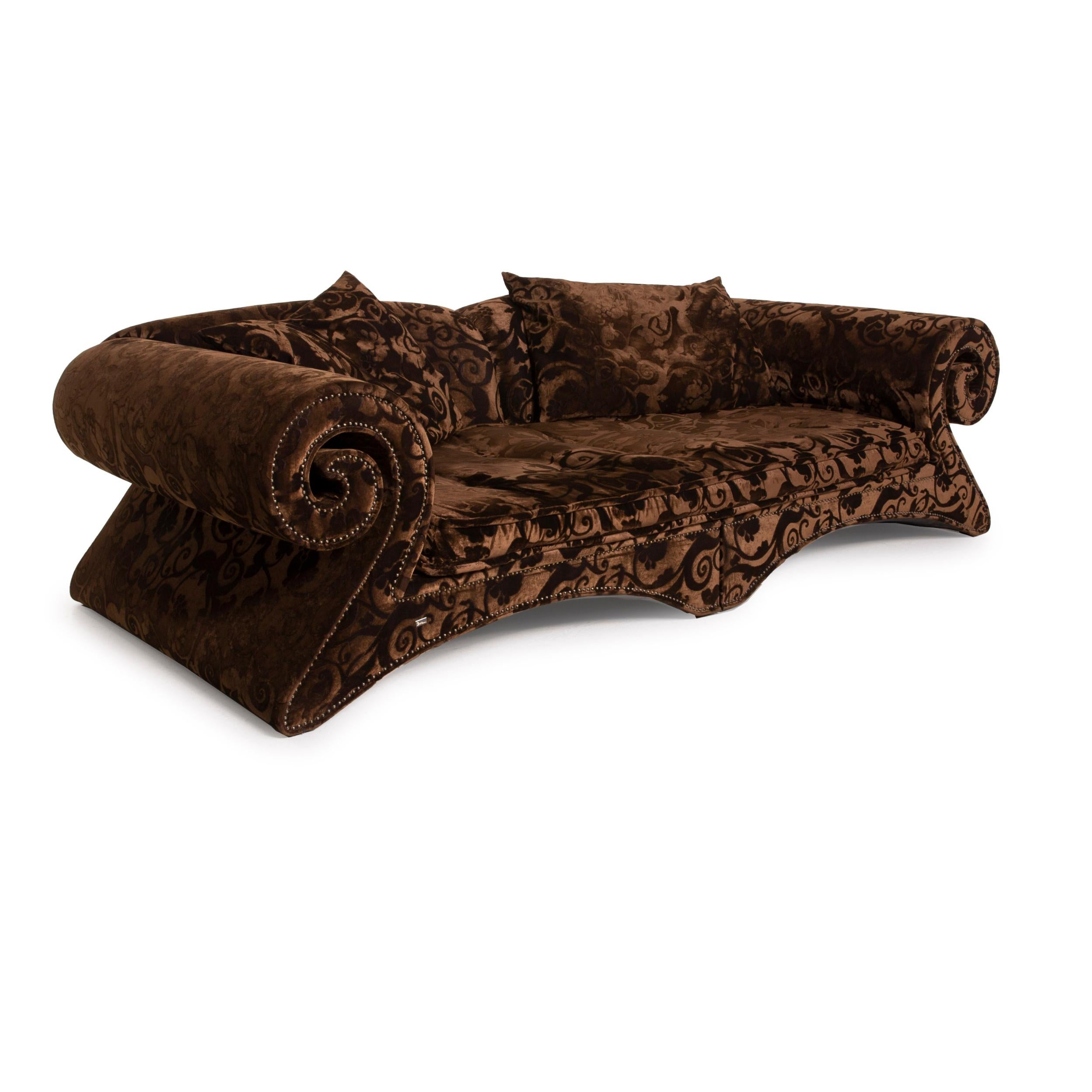 Contemporary Bretz Mammut Fabric Sofa Brown Three-Seater Velvet