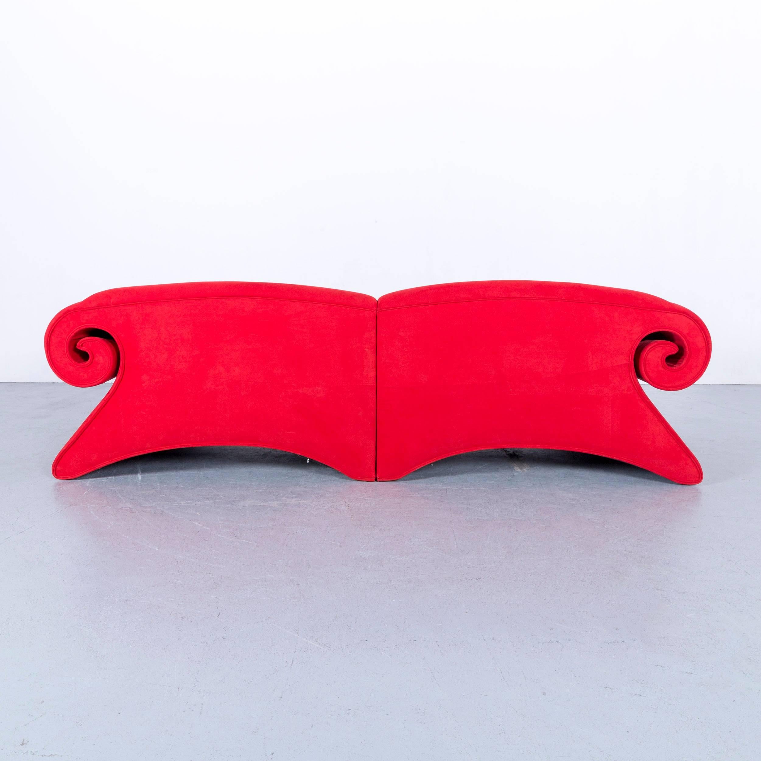 Bretz Mammut Fabric Sofa Red Three-Seat Couch 4