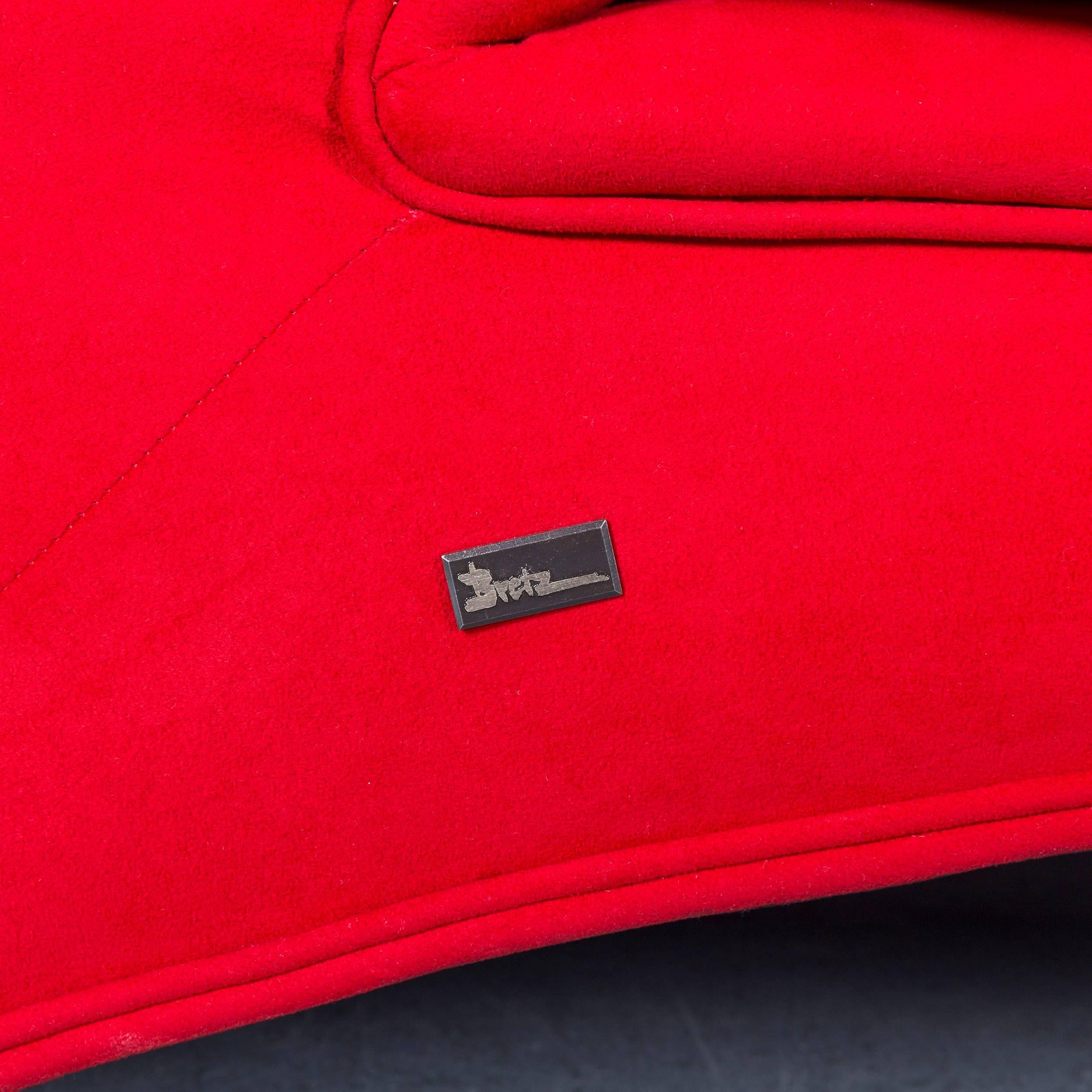 Bretz Mammut Fabric Sofa Red Three-Seat Couch In Good Condition In Cologne, DE
