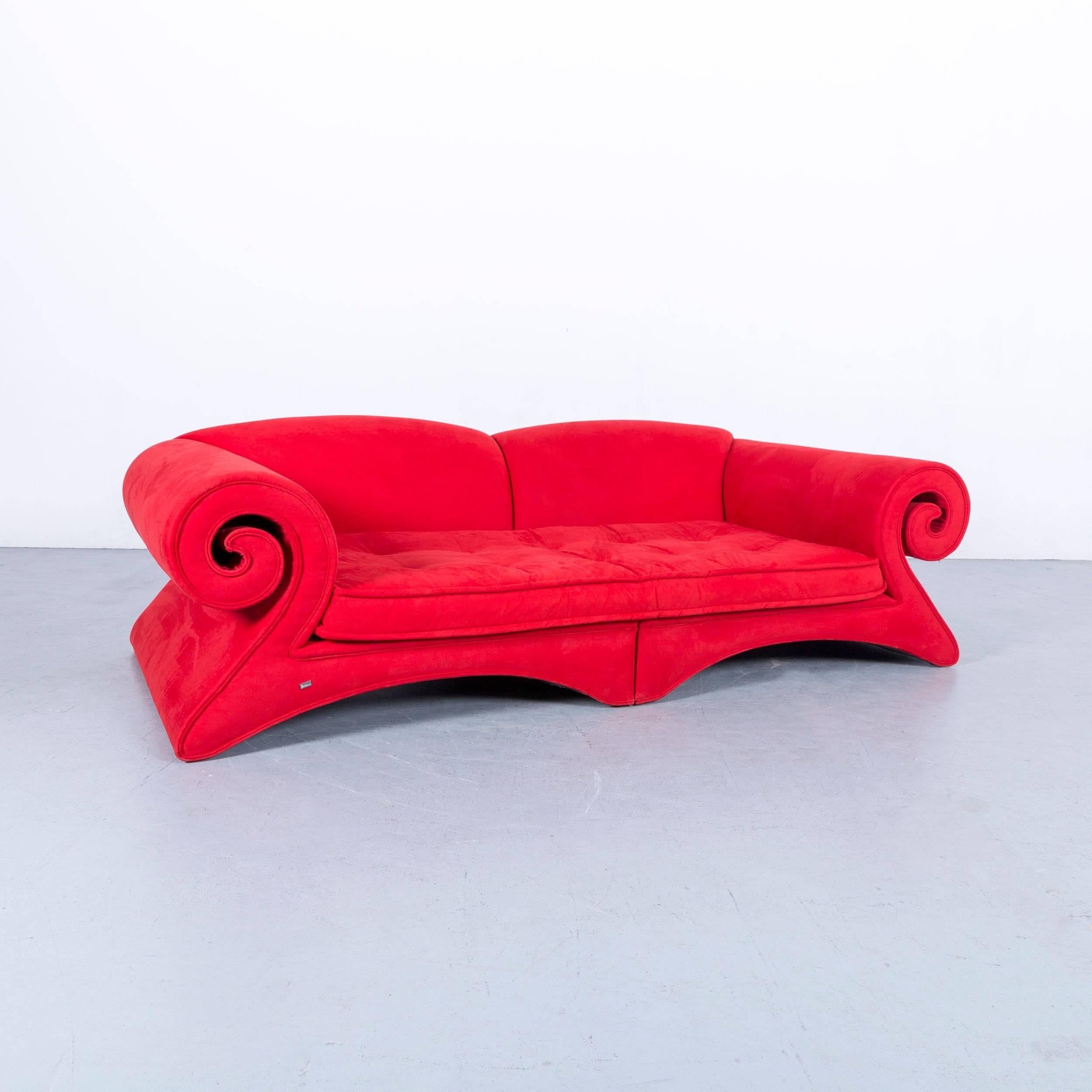 Bretz Mammut Fabric Sofa Red Three-Seat Couch 1