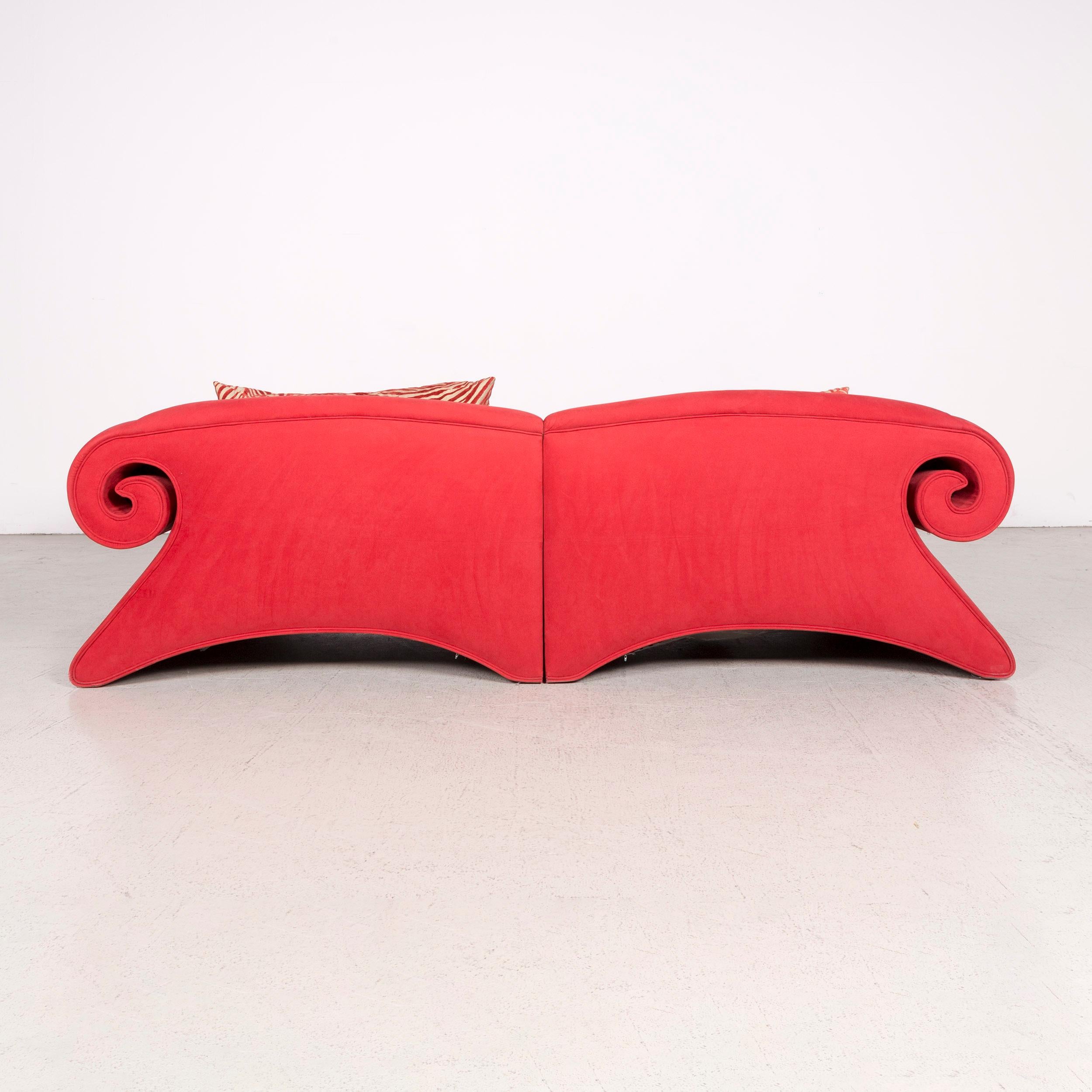 German Bretz Mammut G160 Designer Fabric Sofa Red Couch For Sale