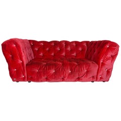 Bretz Marilyn Designer Fabric Sofa Red Three-Seat Couch