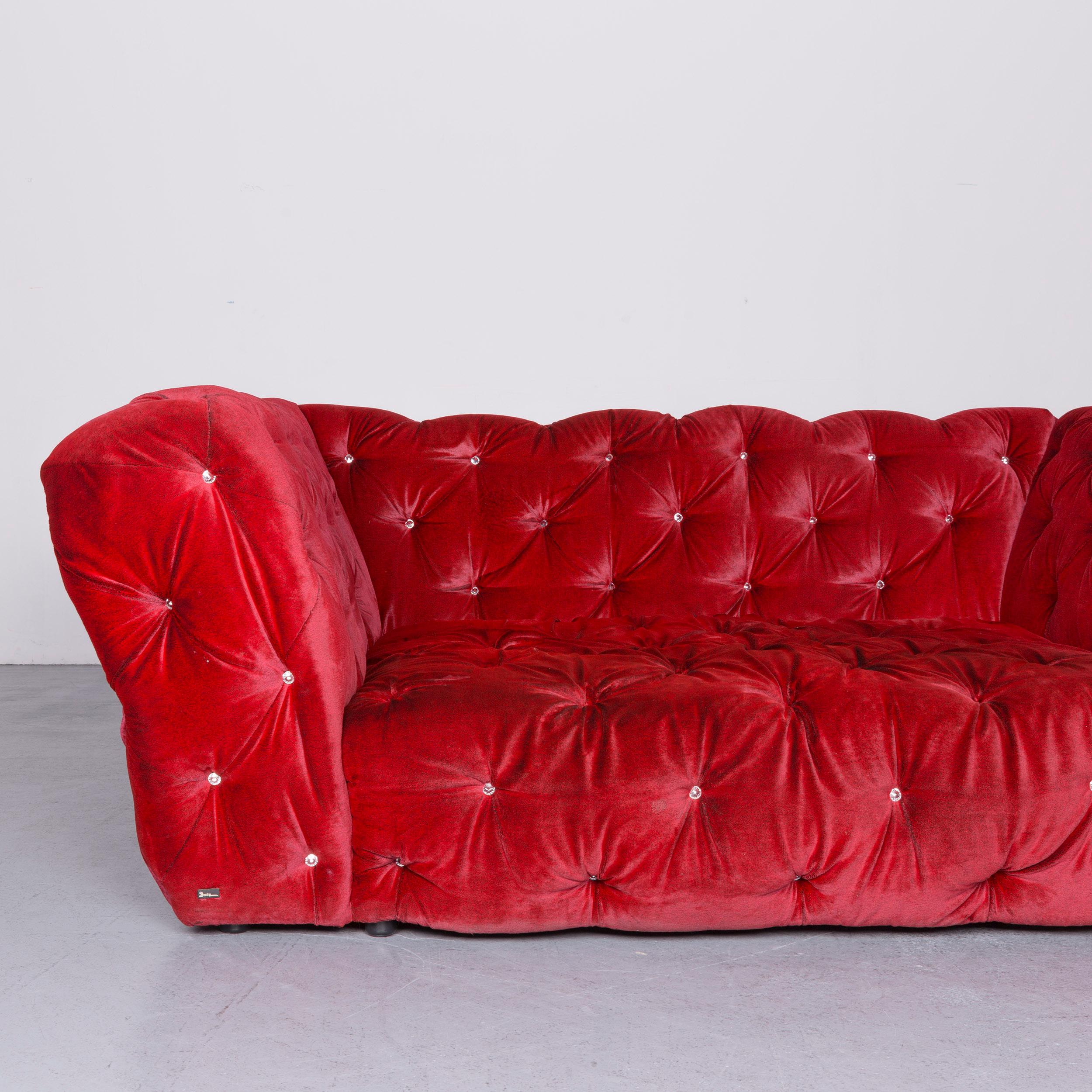 German Bretz Marilyn Designer Fabric Three-Seat Sofa in Red For Sale