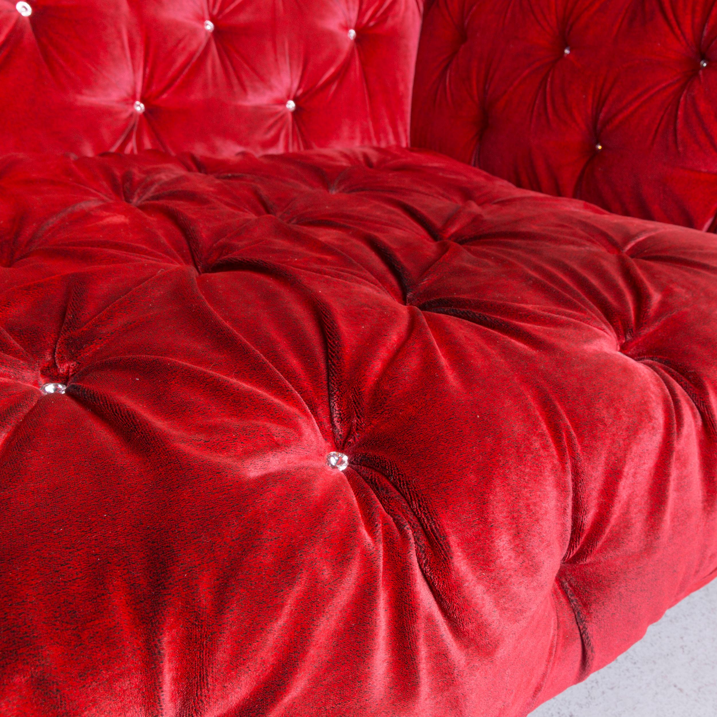 Contemporary Bretz Marilyn Designer Fabric Three-Seat Sofa in Red For Sale