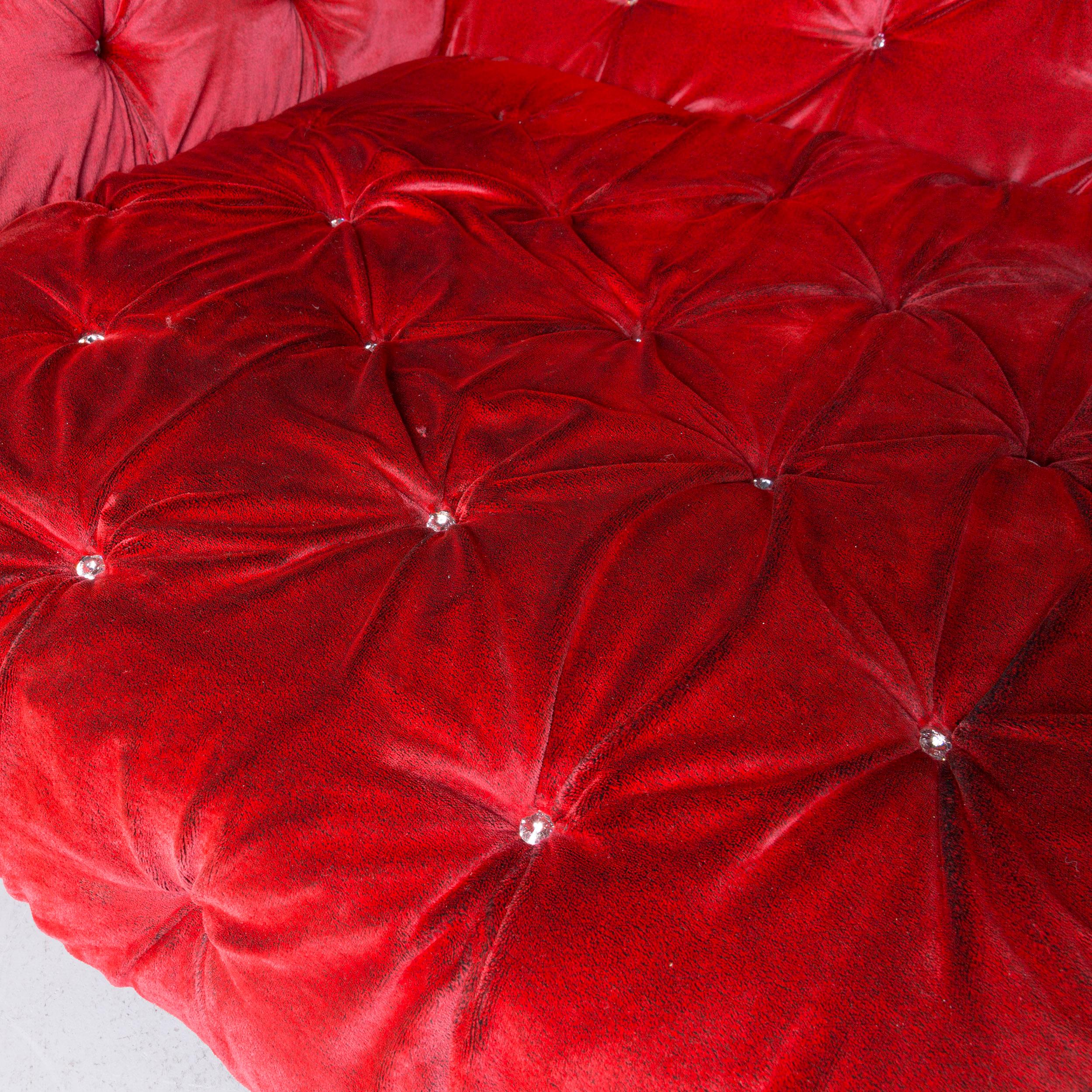 Bretz Marilyn Designer Fabric Three-Seat Sofa in Red For Sale 1