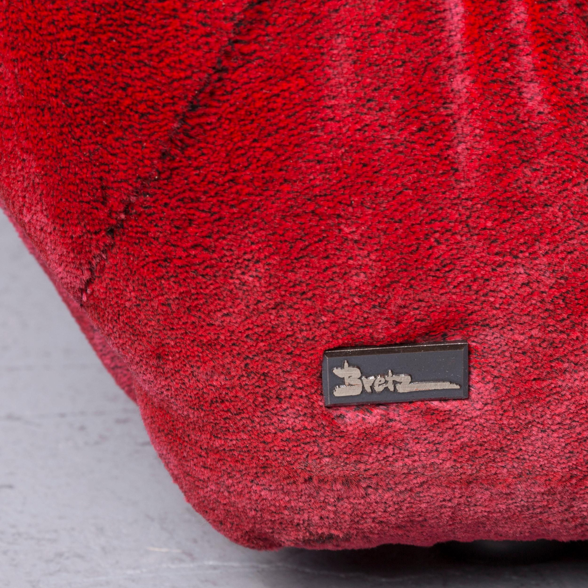 Bretz Marilyn Designer Fabric Three-Seat Sofa in Red For Sale 4