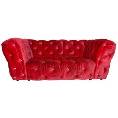 Bretz Marilyn Designer Fabric Three-Seat Sofa in Red