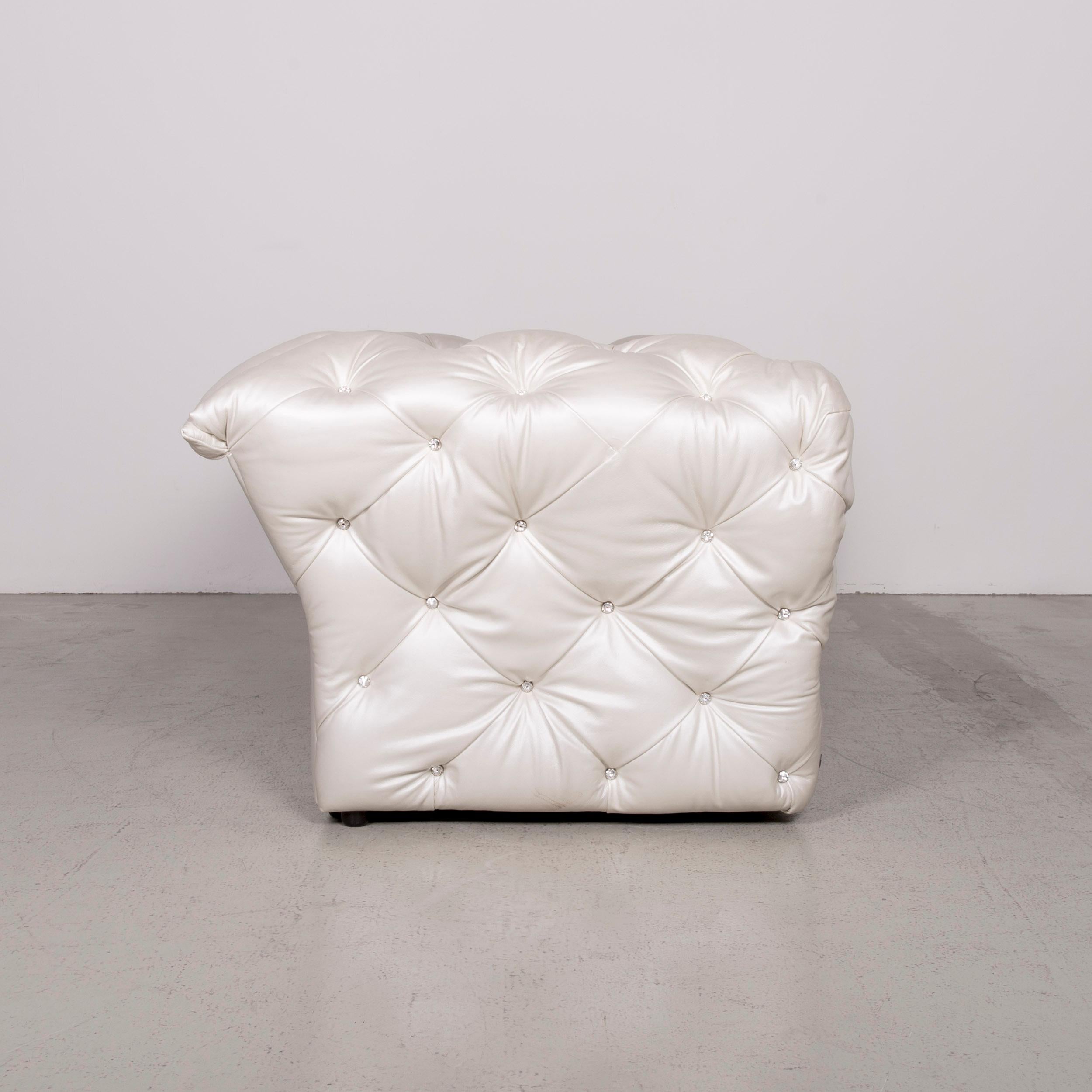Bretz Marilyn Designer Leather Sofa Cream Ivory Genuine Leather Three-Seat 4