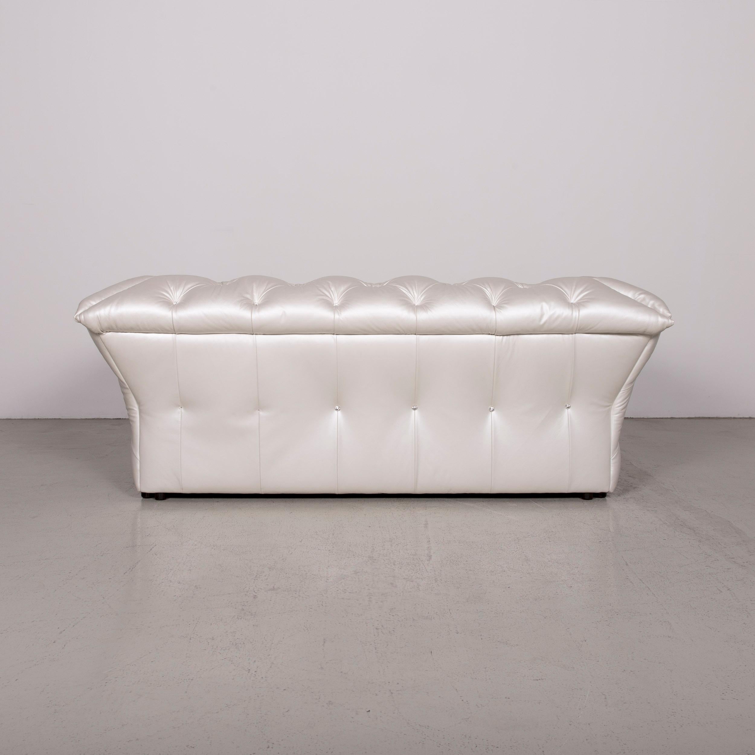 Bretz Marilyn Designer Leather Sofa Cream Ivory Genuine Leather Three-Seat 5