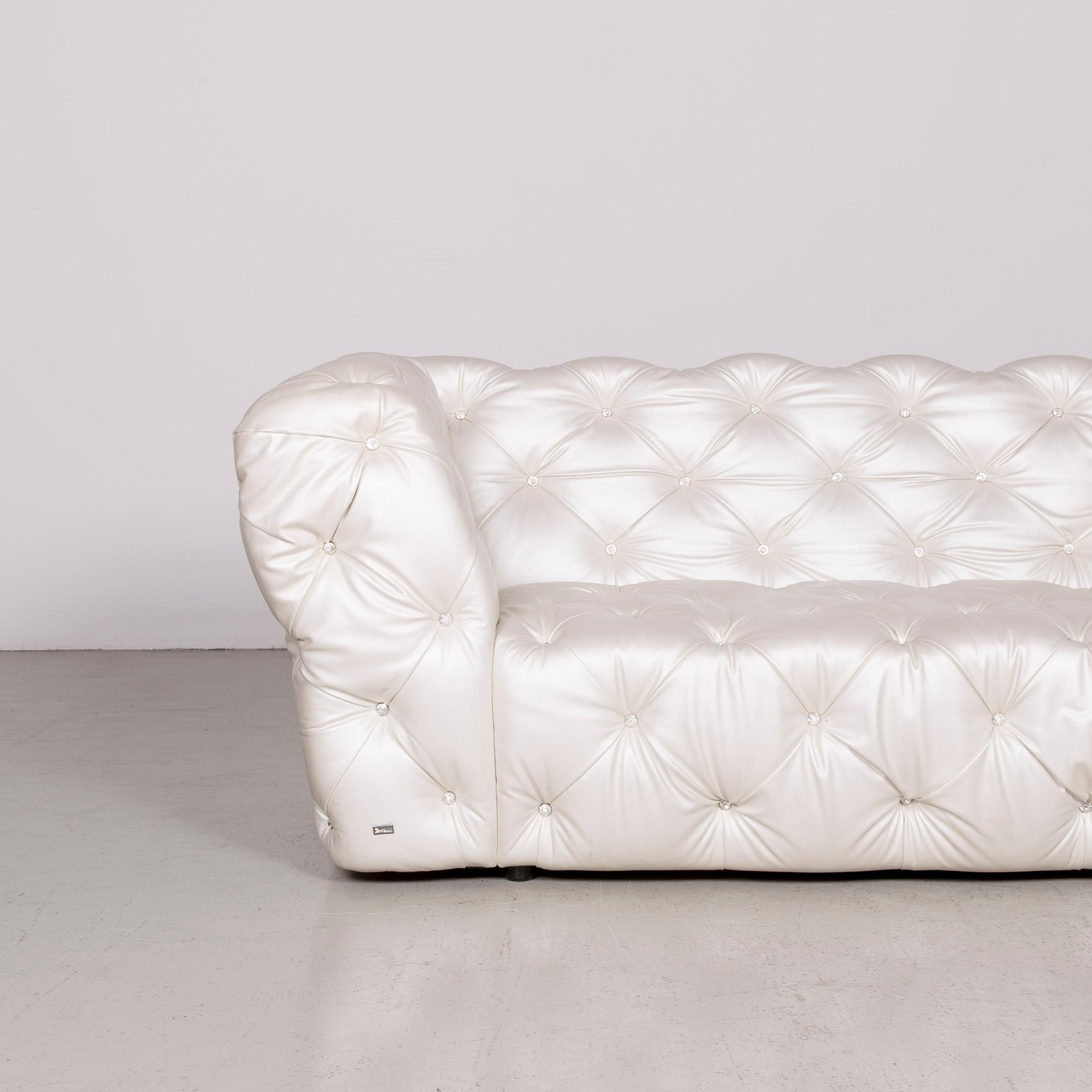 Modern Bretz Marilyn Designer Leather Sofa Cream Ivory Genuine Leather Three-Seat