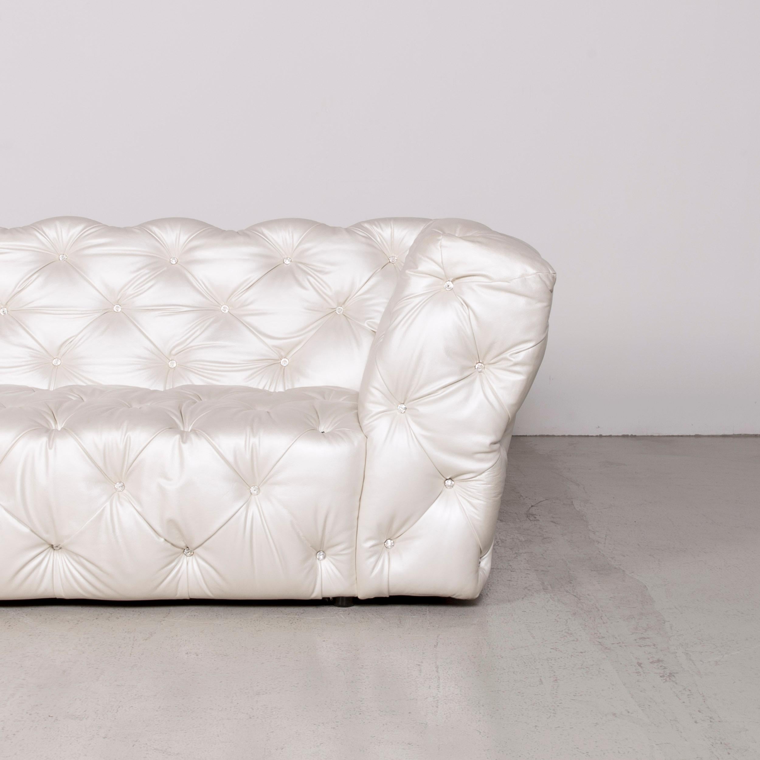German Bretz Marilyn Designer Leather Sofa Cream Ivory Genuine Leather Three-Seat