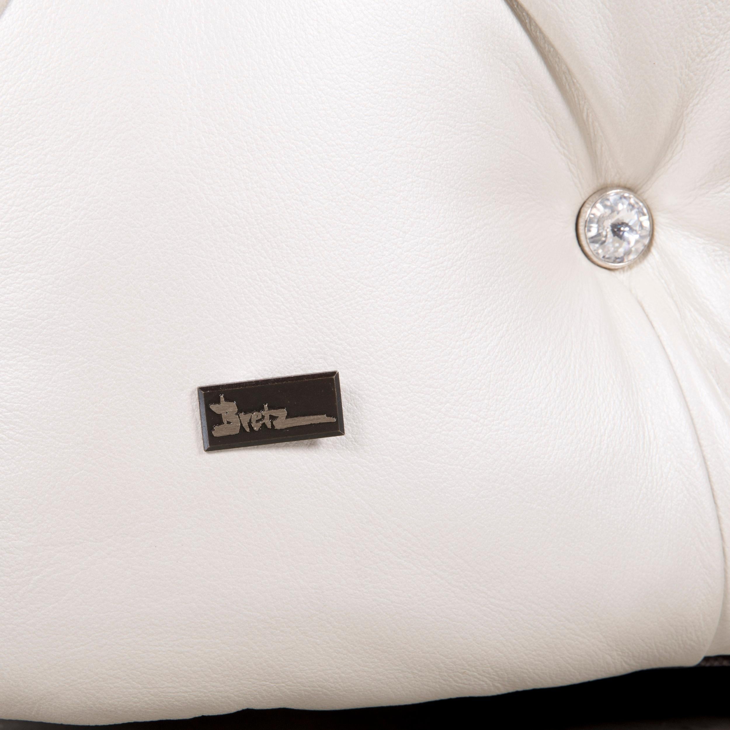 Contemporary Bretz Marilyn Designer Leather Sofa Cream Ivory Genuine Leather Three-Seat