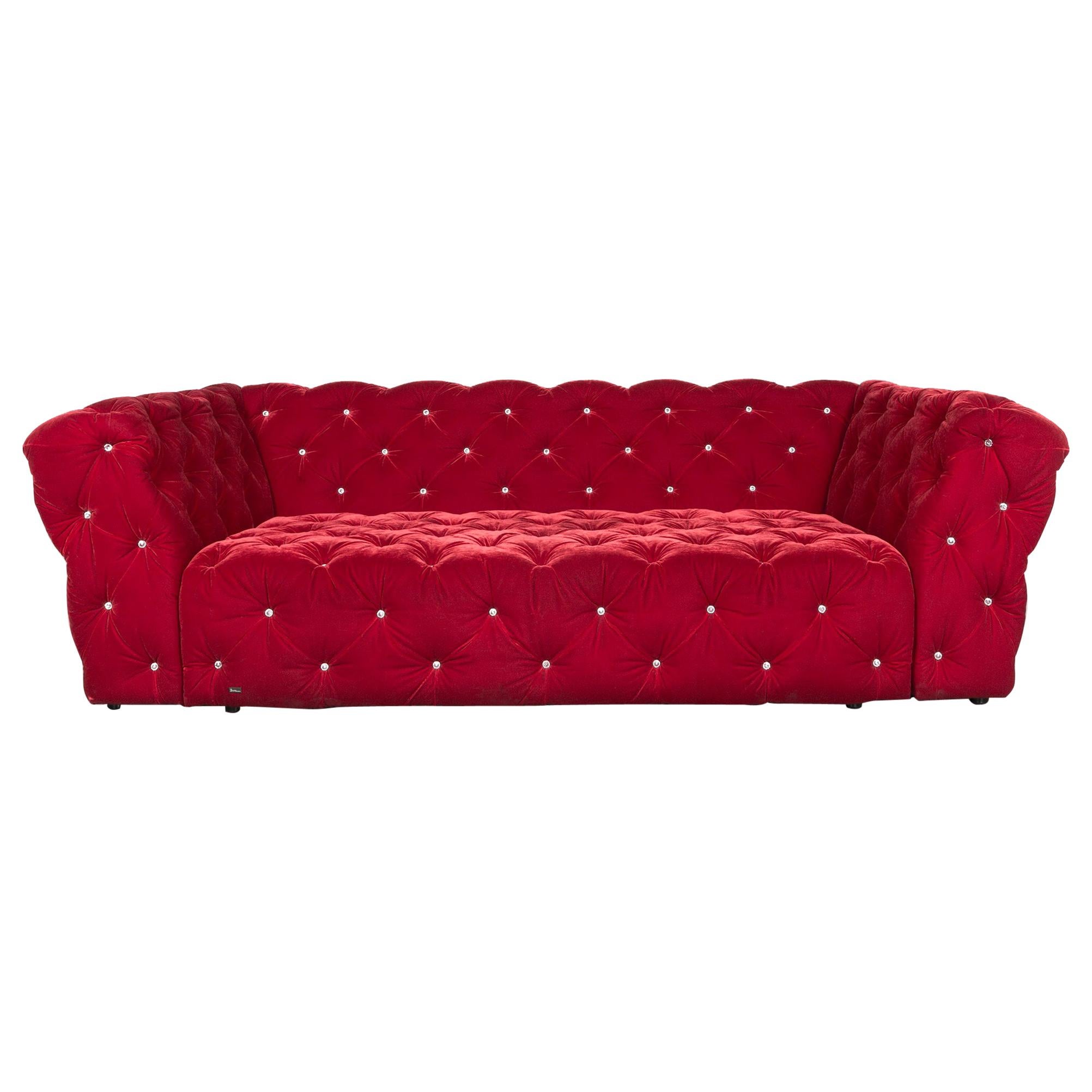 Bretz Marilyn Designer Velvet Sofa Red Four-Seat For Sale
