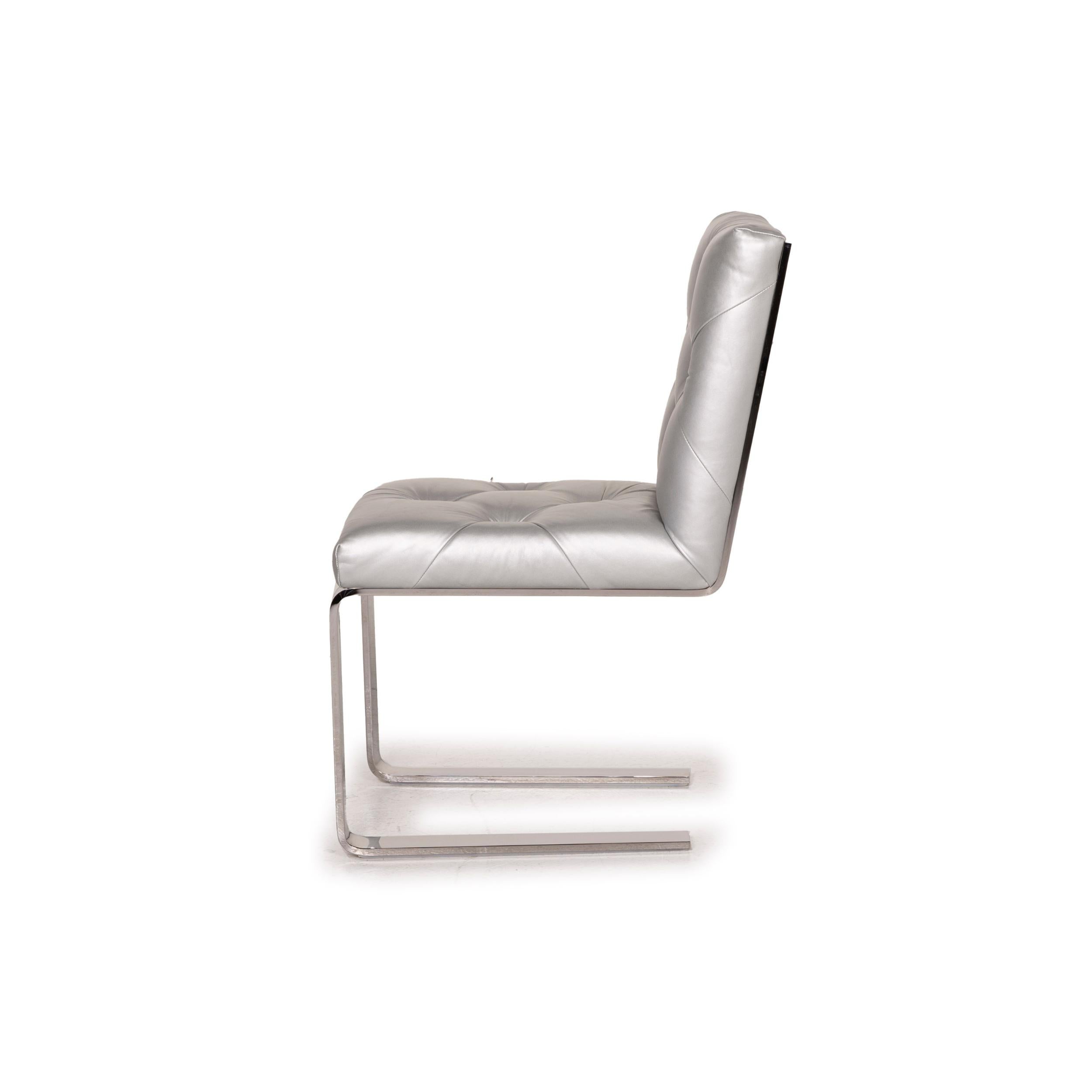 Bretz Marilyn Leather Chair Silver Chrome For Sale 4