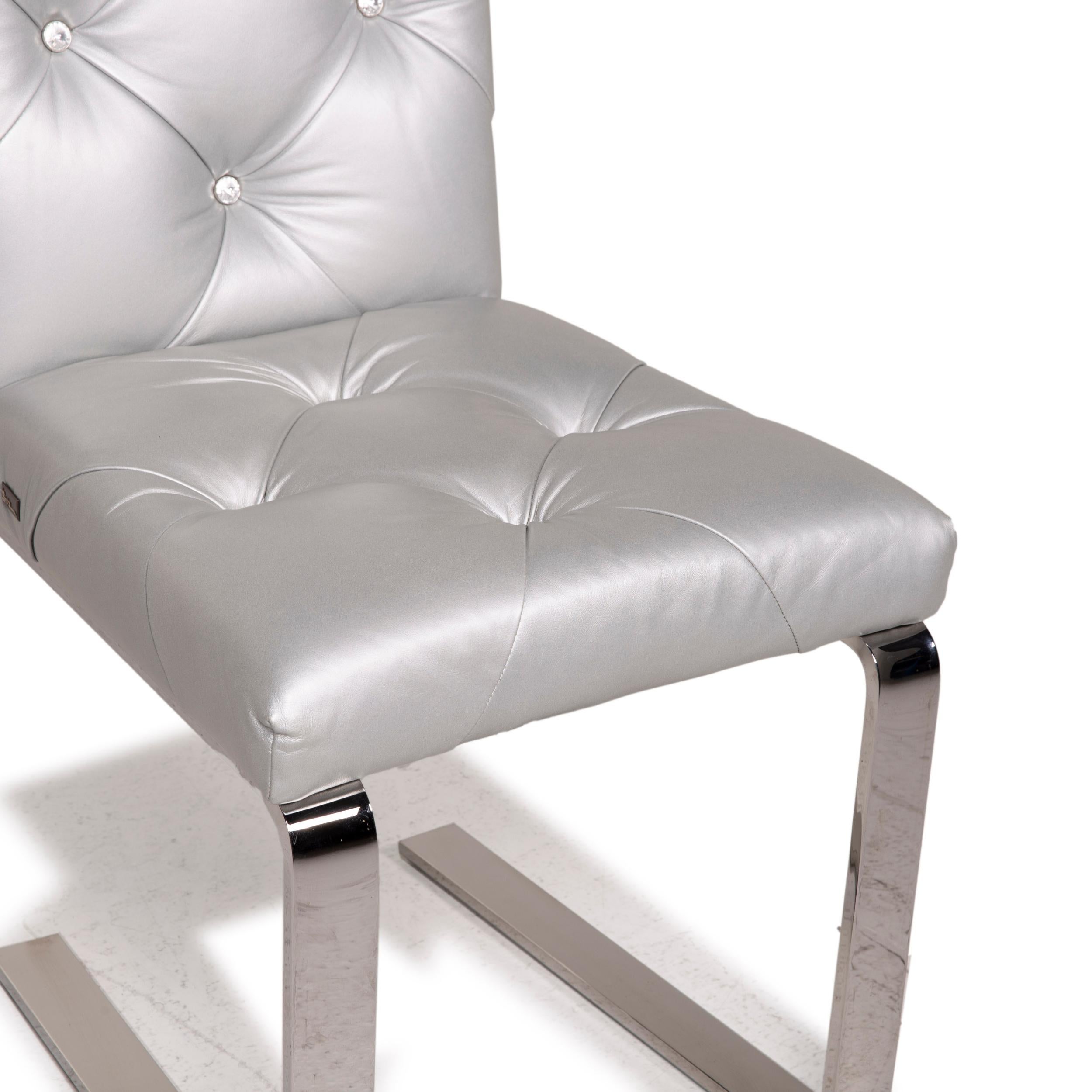 Modern Bretz Marilyn Leather Chair Silver Chrome For Sale