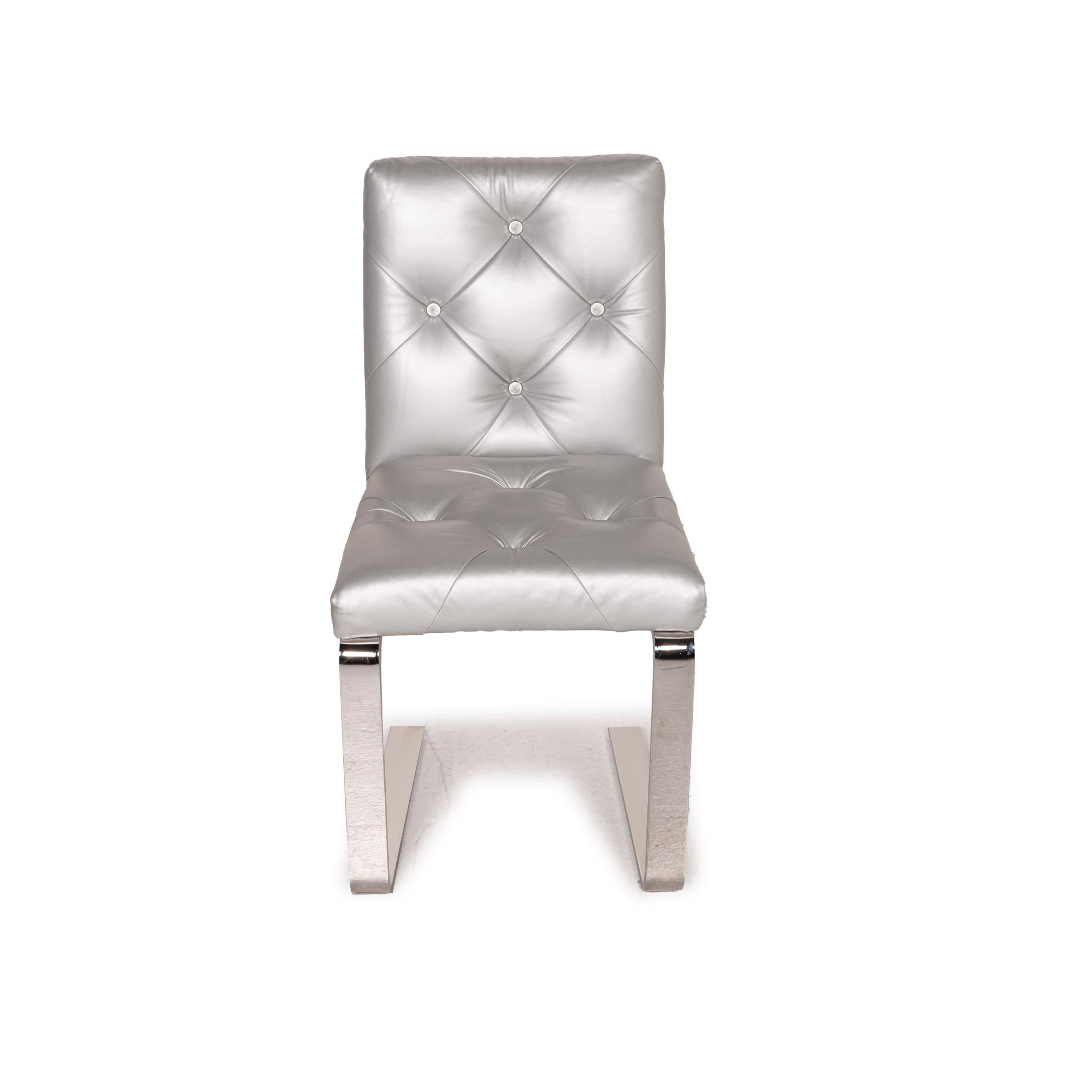 Bretz Marilyn Leather Chair Silver Chrome For Sale 1