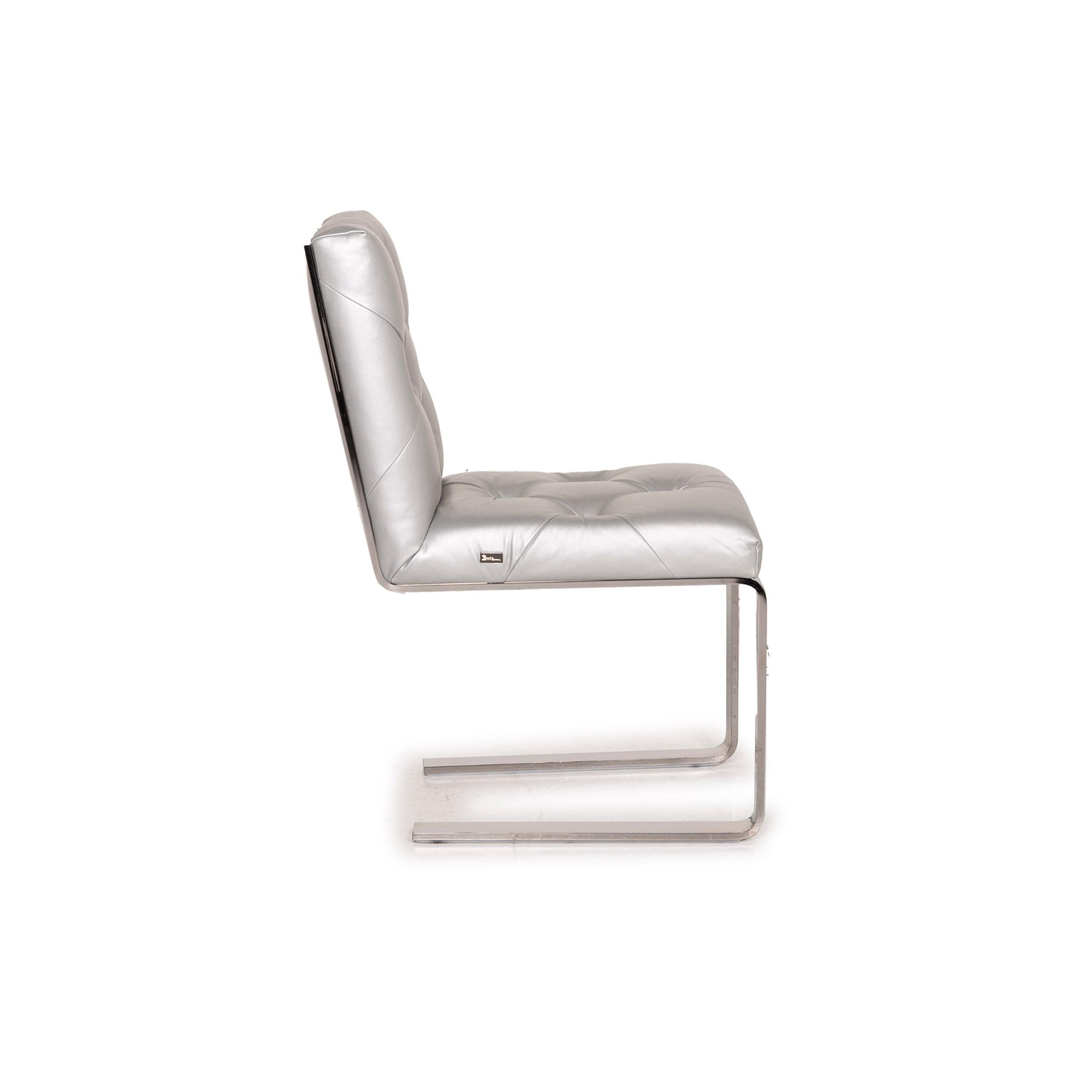 Bretz Marilyn Leather Chair Silver Chrome For Sale 2