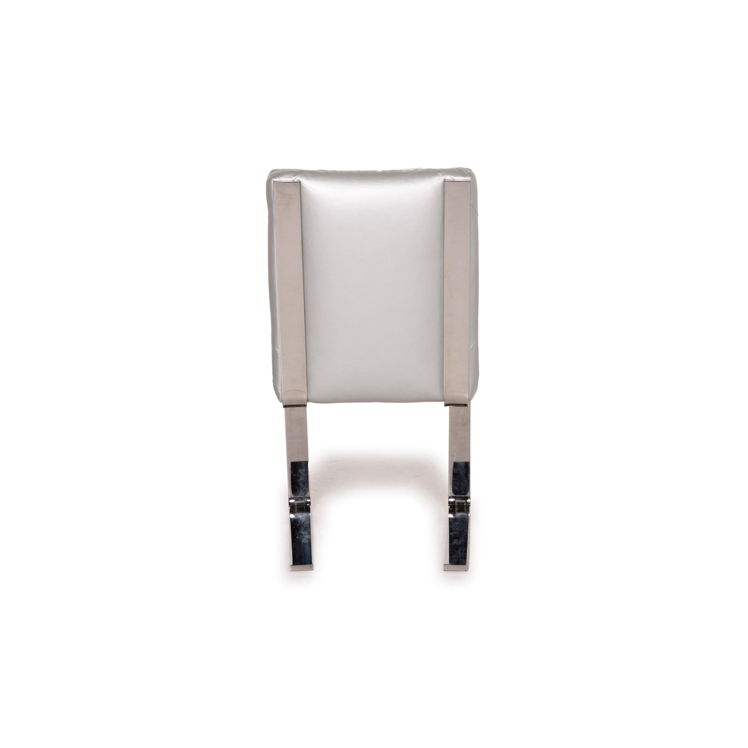 Bretz Marilyn Leather Chair Silver Chrome For Sale 3