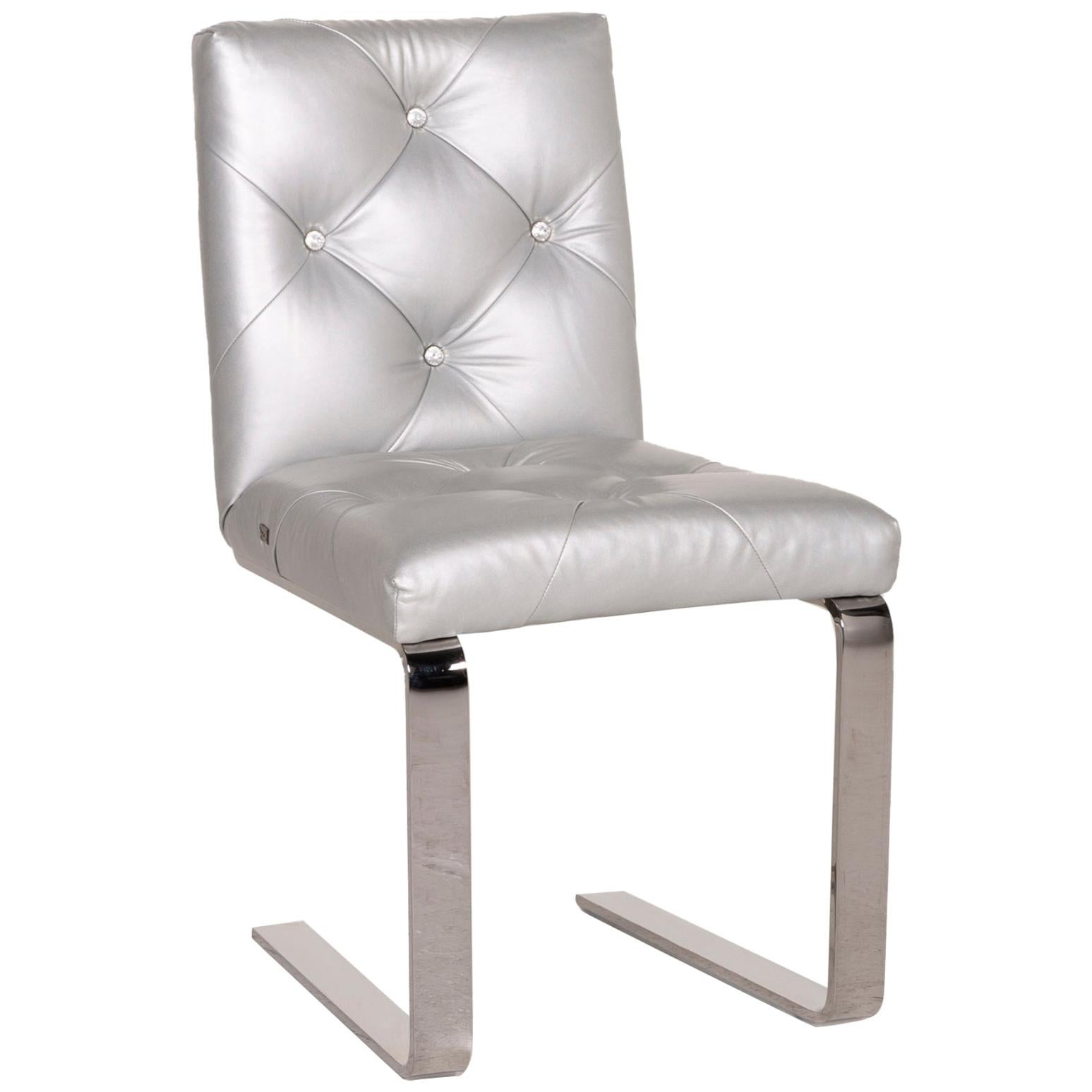 Bretz Marilyn Leather Chair Silver Chrome For Sale