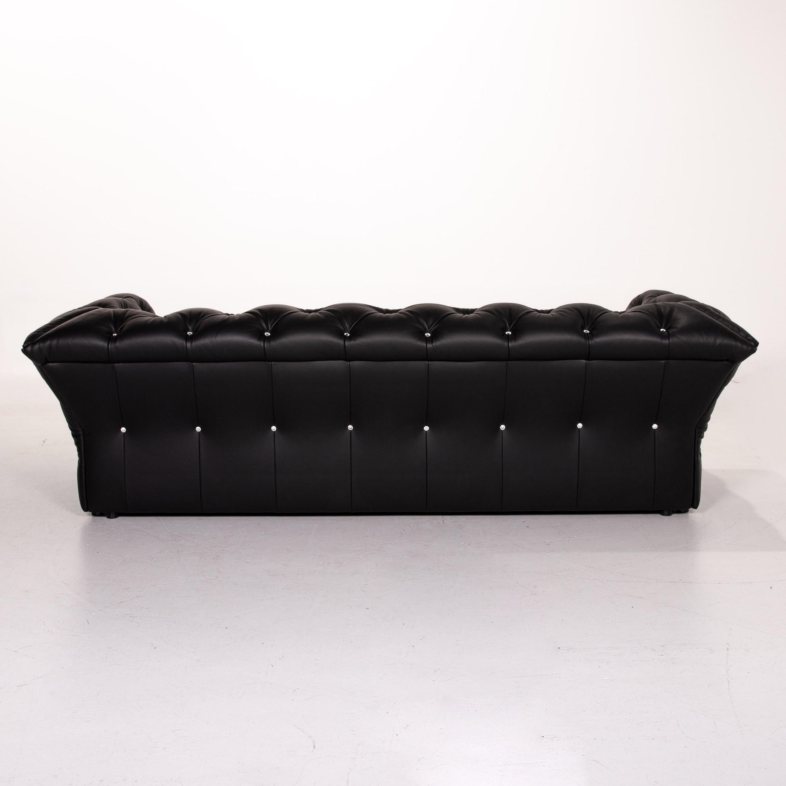 Bretz Marilyn Leather Sofa Black Three Seater Couch 1