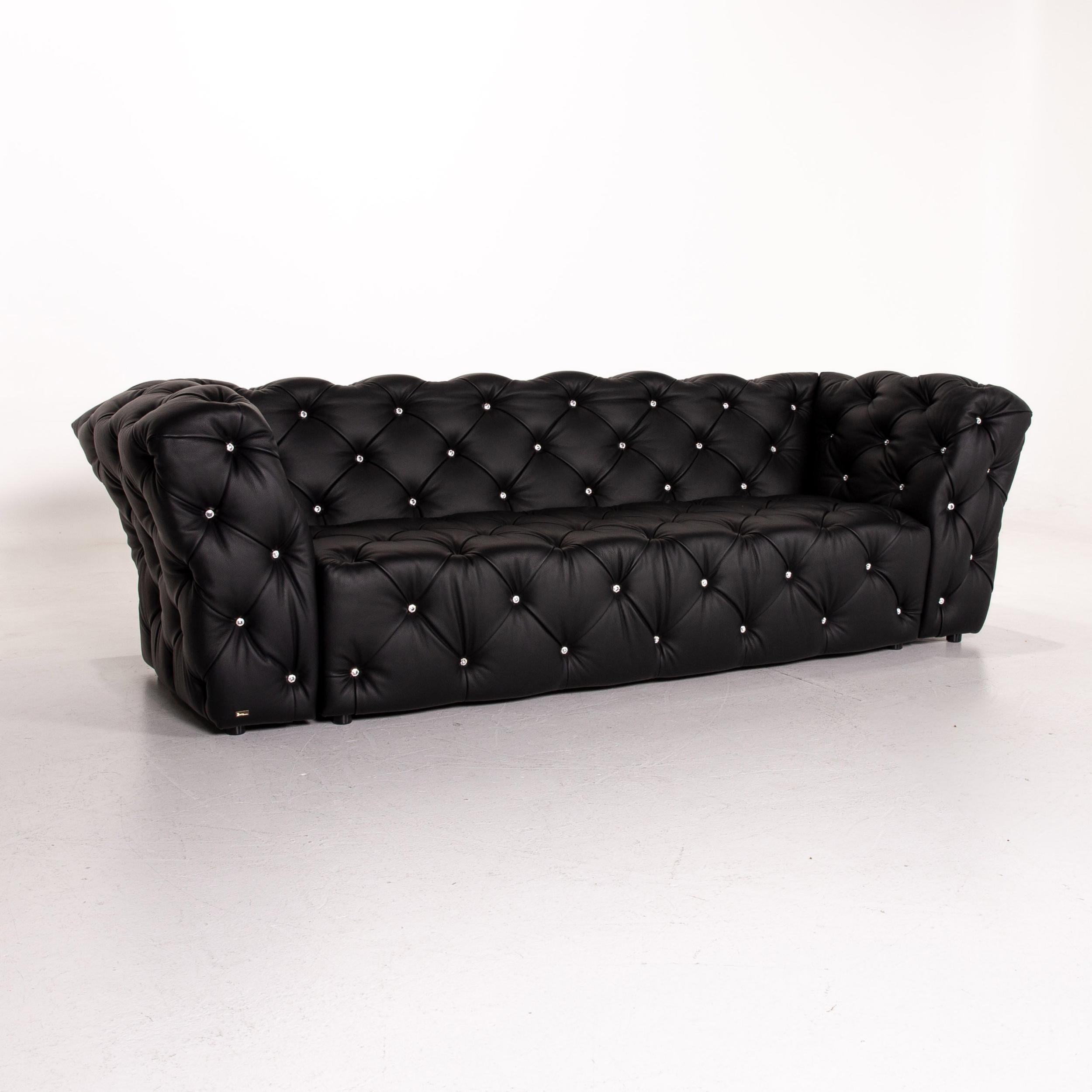 German Bretz Marilyn Leather Sofa Black Three Seater Couch