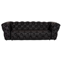Bretz Marilyn Leather Sofa Black Three Seater Couch