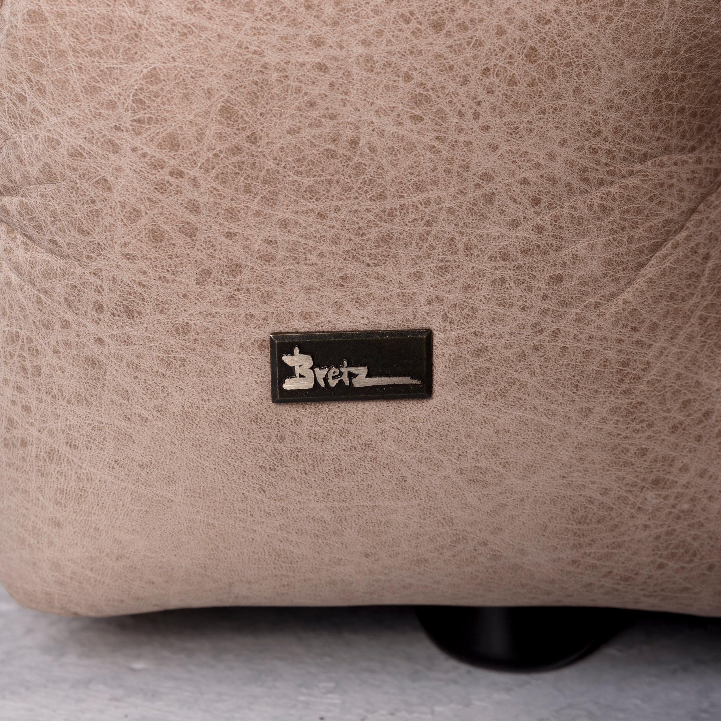 Bretz Marilyn Leather Sofa Brown Three-Seat Kaptionierung Glitterstones For Sale 1
