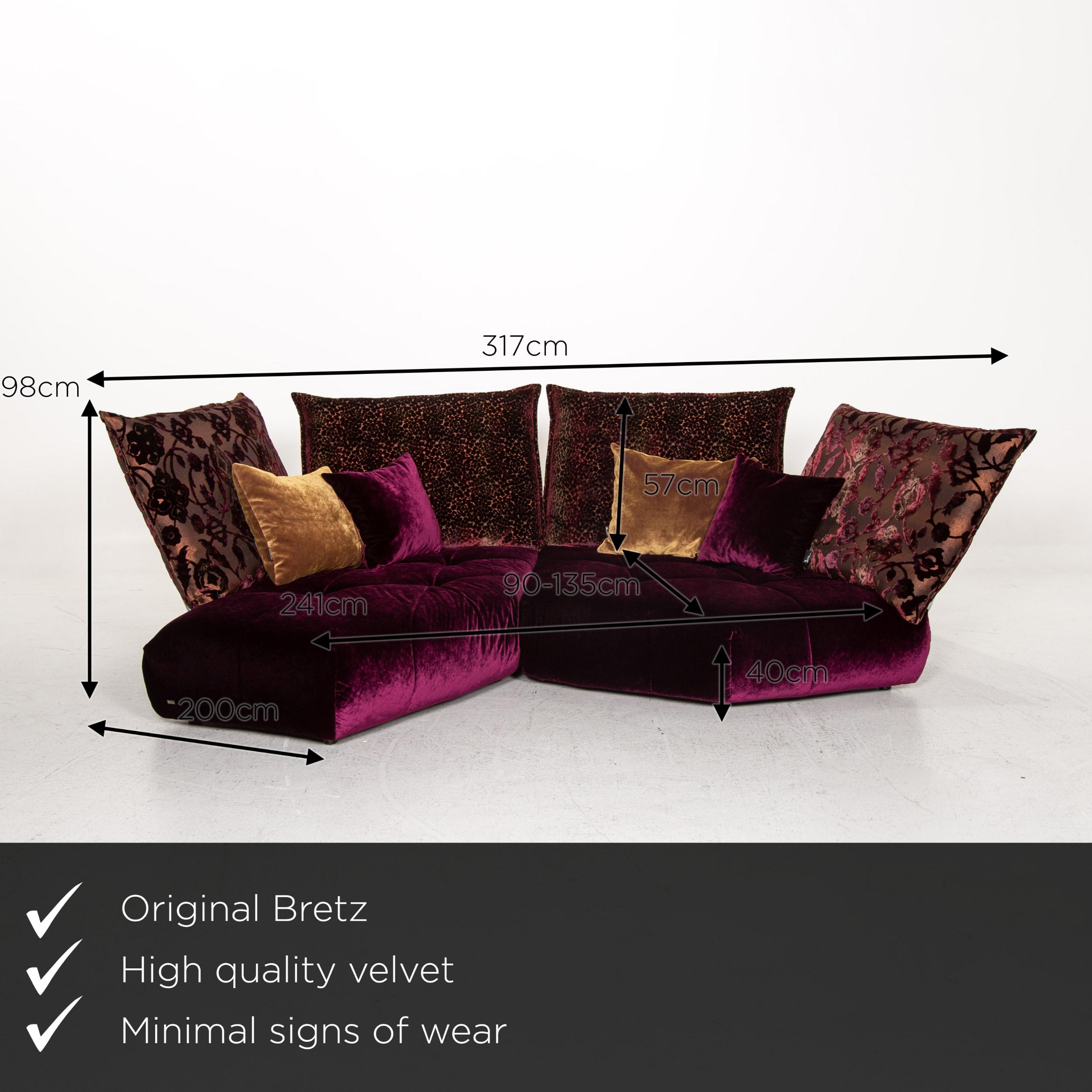 Bretz Matilda Velvet Fabric Corner Sofa Purple Patterned Sofa Couch At 1stdibs