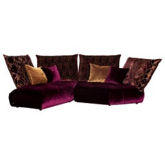 Bretz Matilda Velvet Fabric Corner Sofa Purple Patterned Sofa Couch