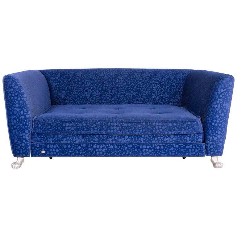 Bretz Monster Designer Fabric Sofa Blue Three Seat Function