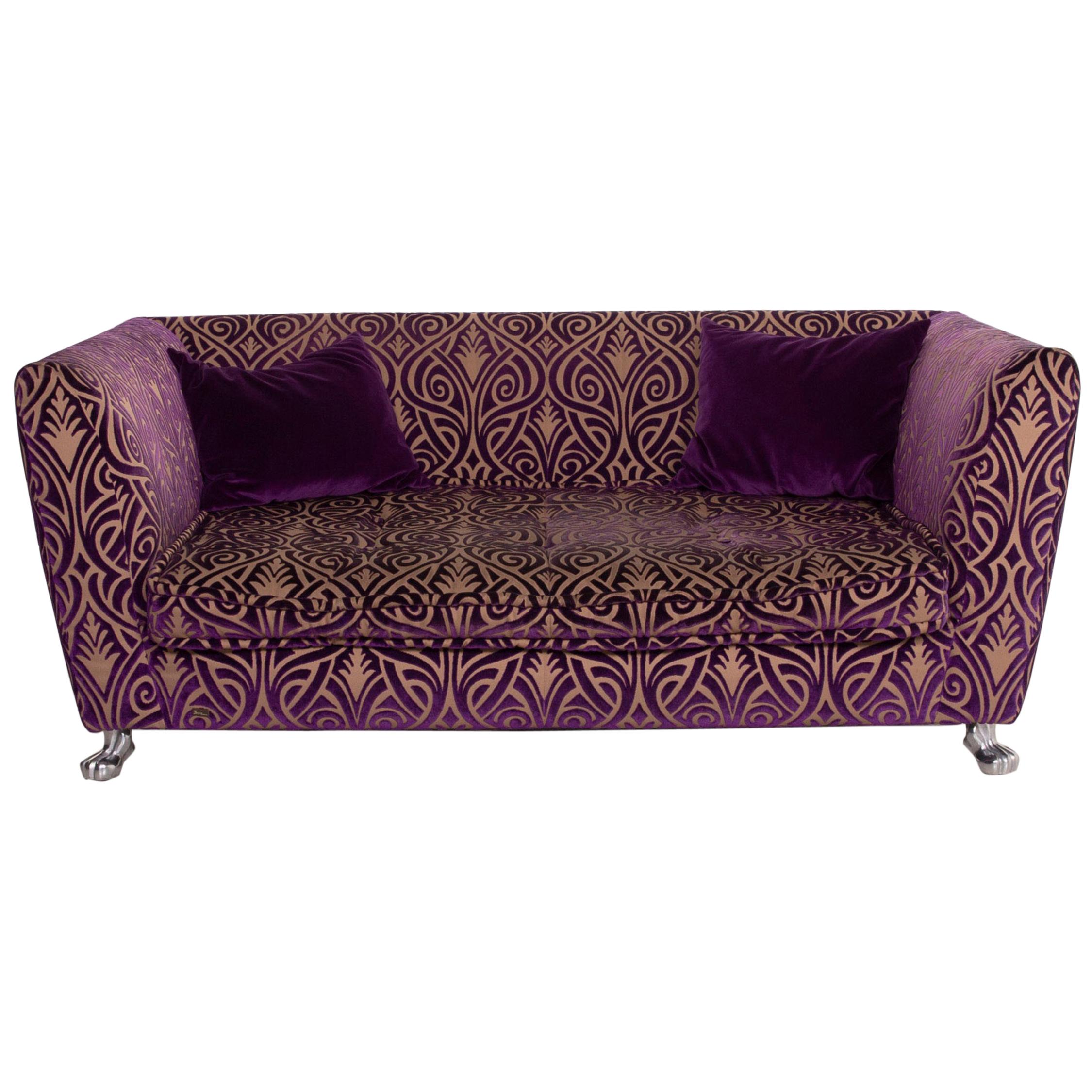Bretz Monster Fabric Sofa Purple Three-Seat For Sale