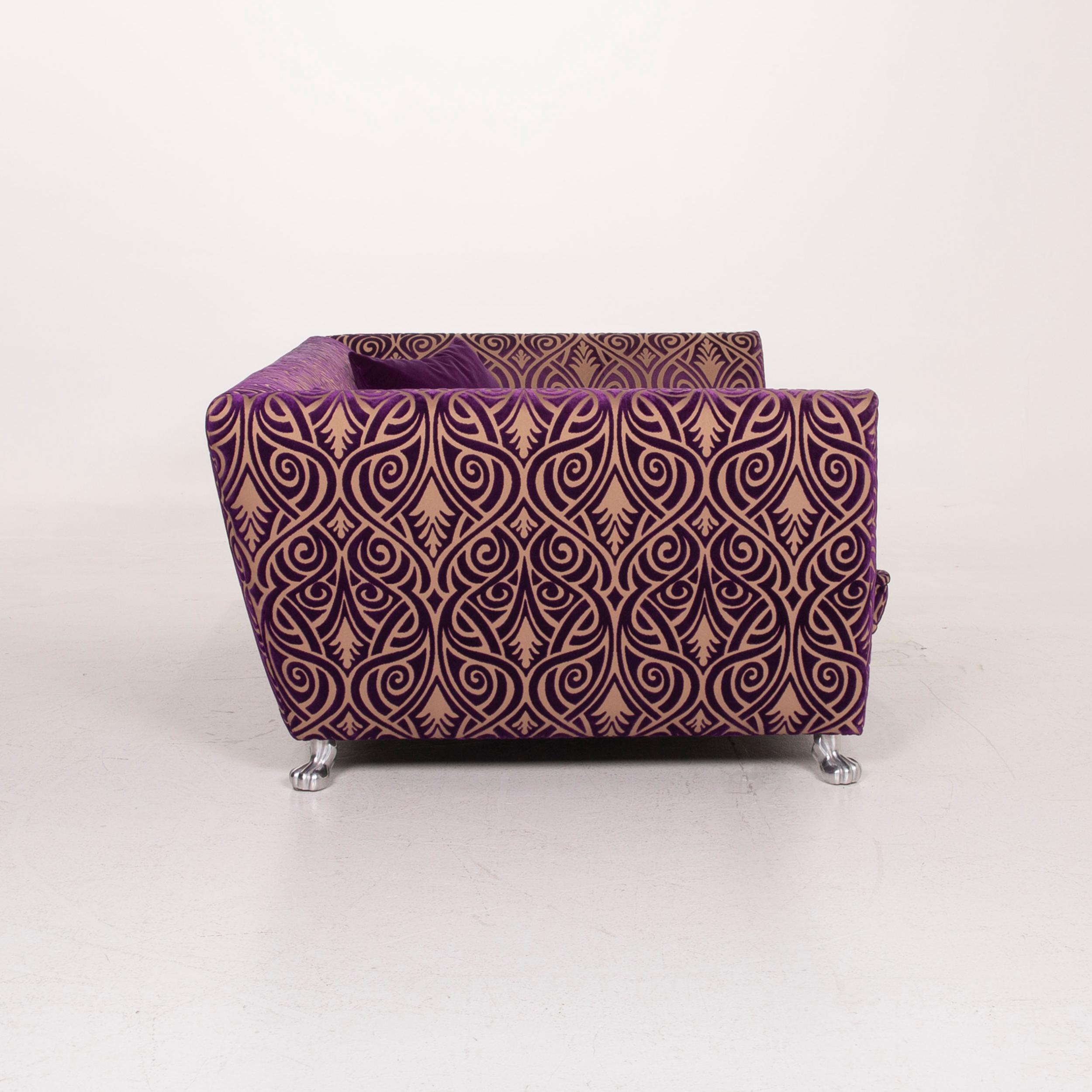 Bretz Monster Fabric Sofa Purple Three-Seat For Sale 2