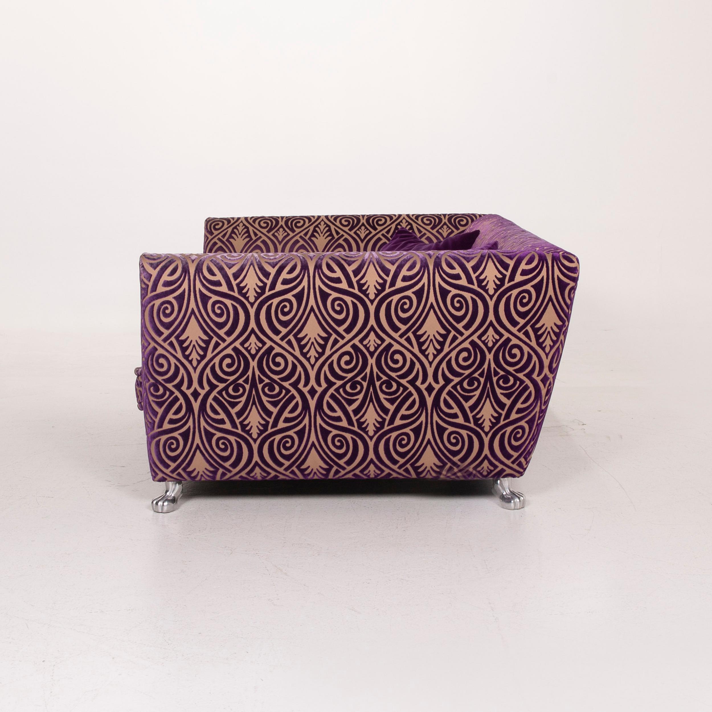 Bretz Monster Fabric Sofa Purple Three-Seat For Sale 4
