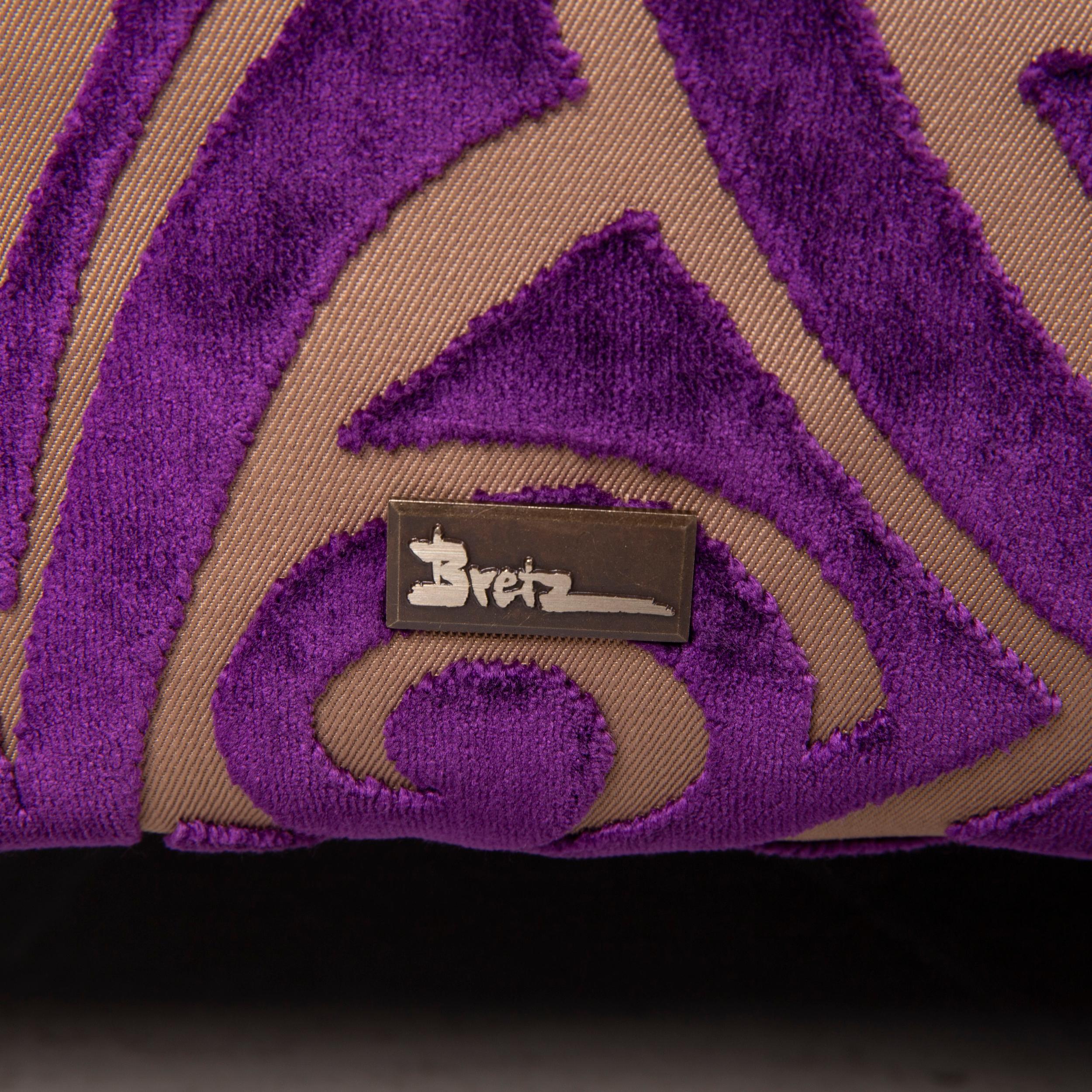 German Bretz Monster Fabric Sofa Purple Three-Seat For Sale