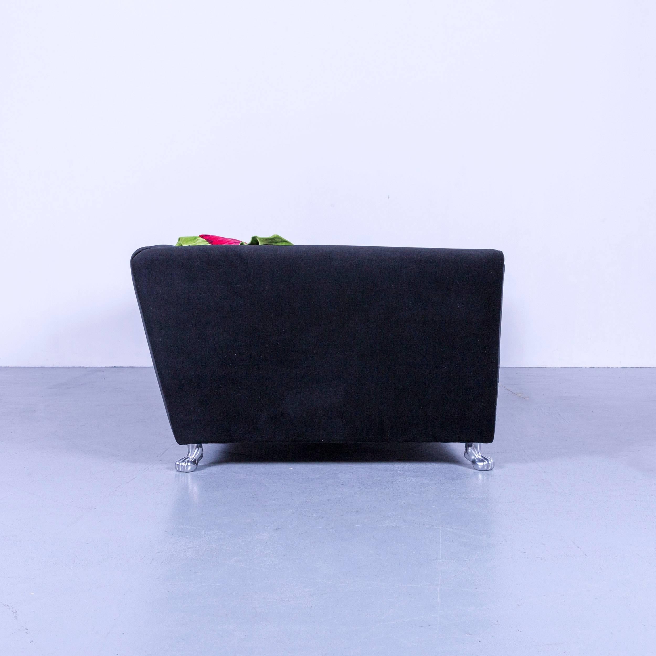 Bretz Monster Velvet Fabric Black Three-Seater Chaise Lounge or Sofa  For Sale 5